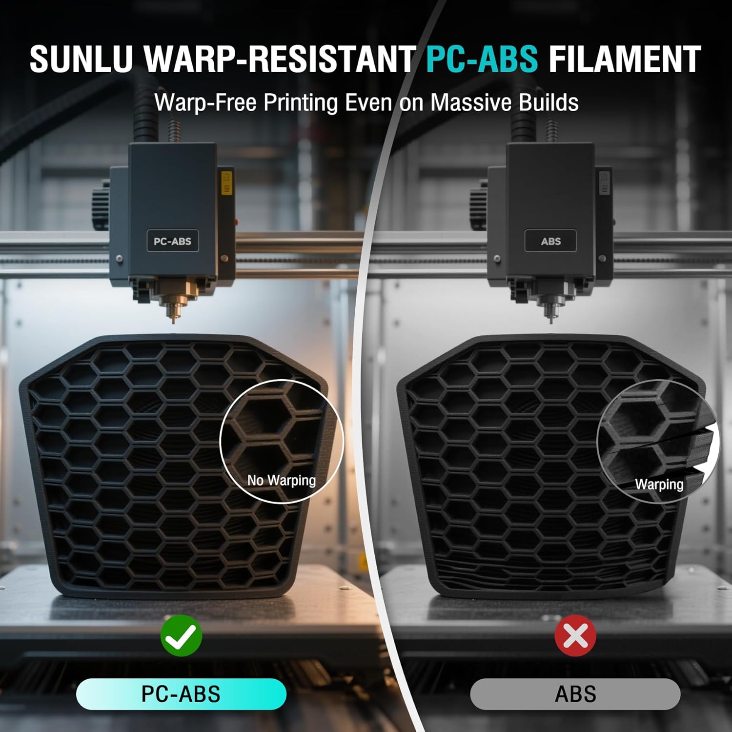 Sunlu PC-ABS Filamento 3D 1,75mm 1KG, Nero - immagine 6