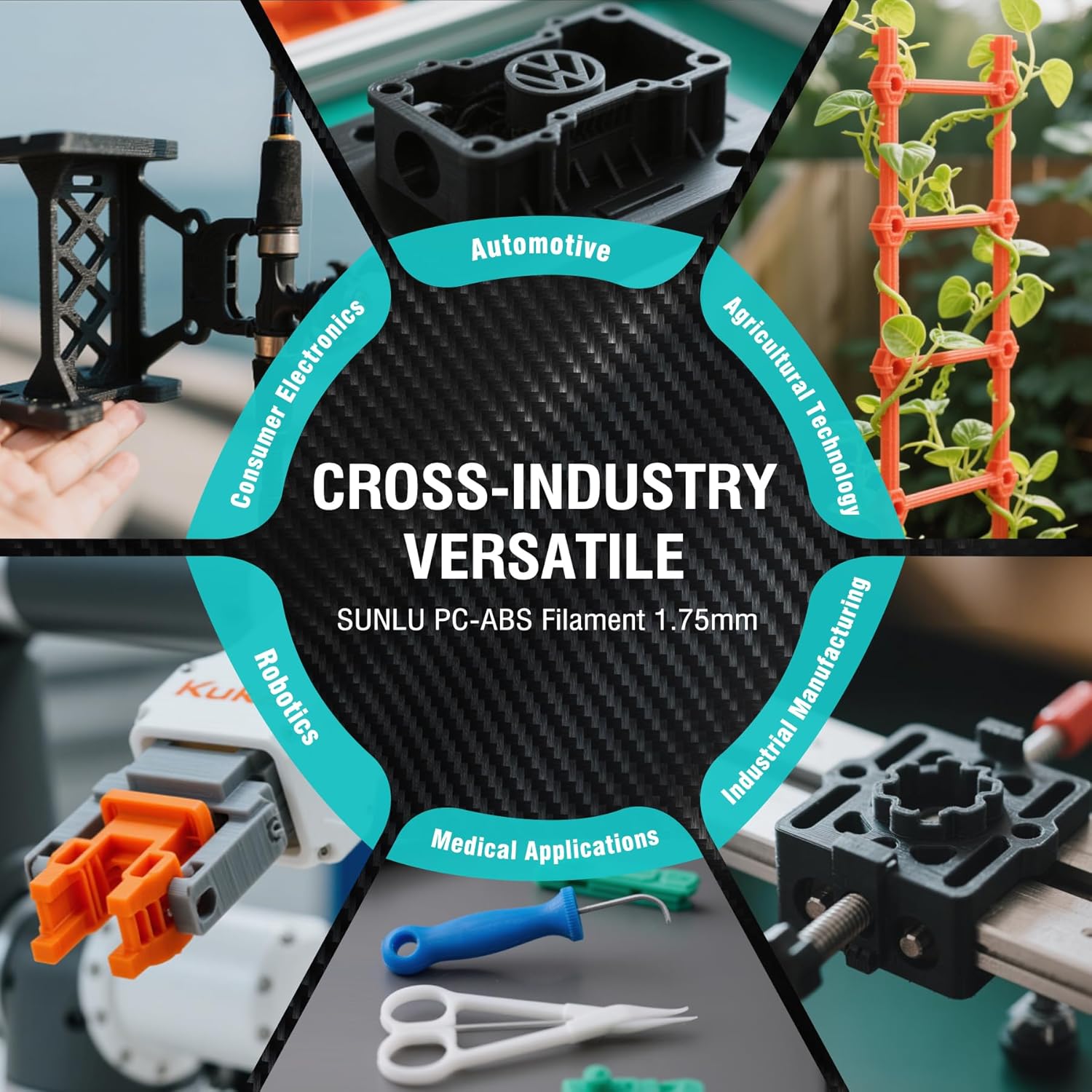 Sunlu PC-ABS Filamento 3D 1,75mm 1KG, Nero - immagine 8