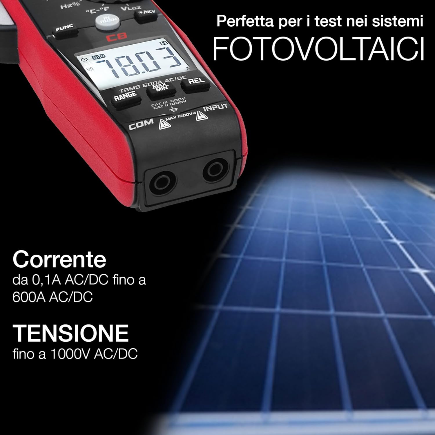 Uniks Pinza Amperometrica TRMS Digitale C8 600A - immagine 2