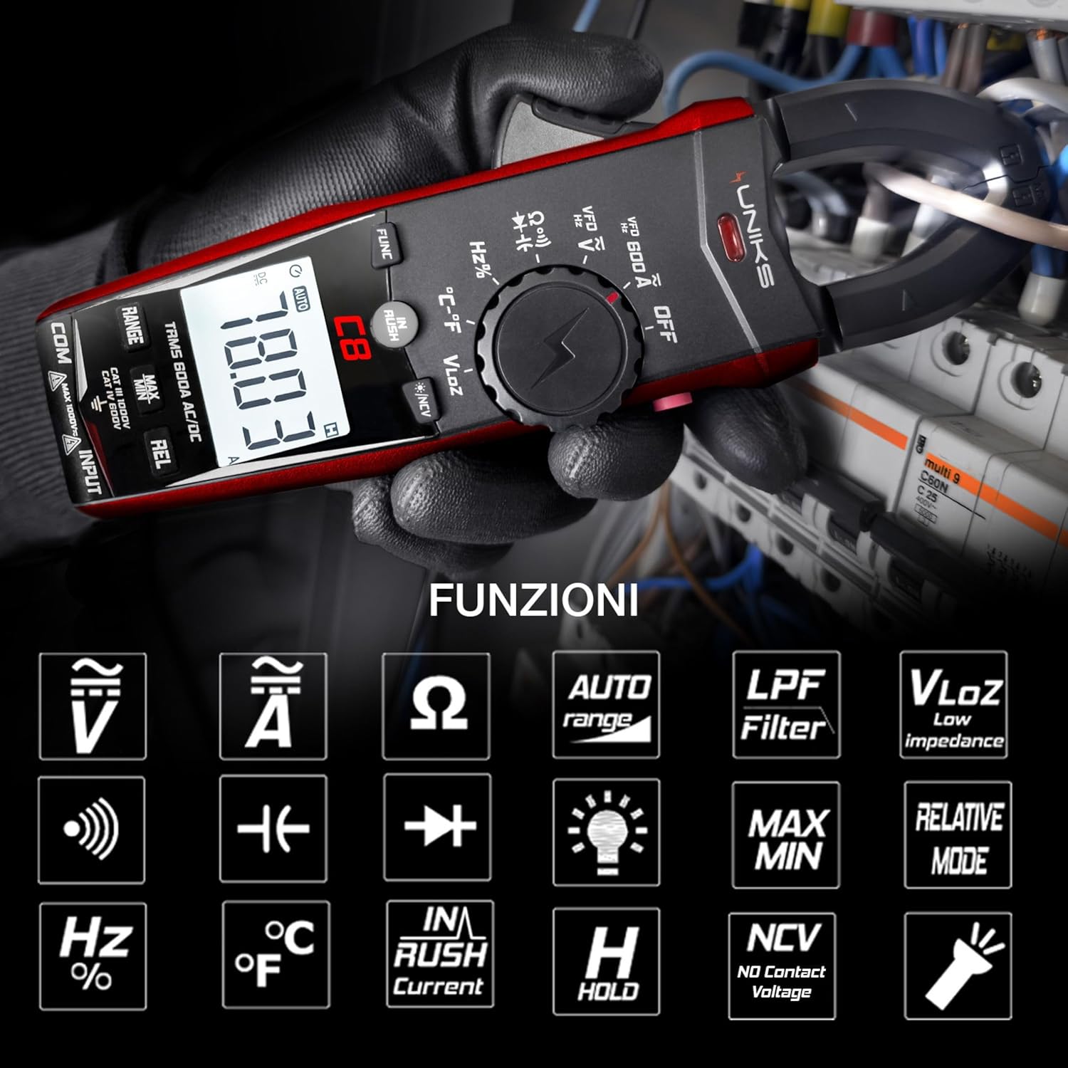 Uniks Pinza Amperometrica TRMS Digitale C8 600A - immagine 4