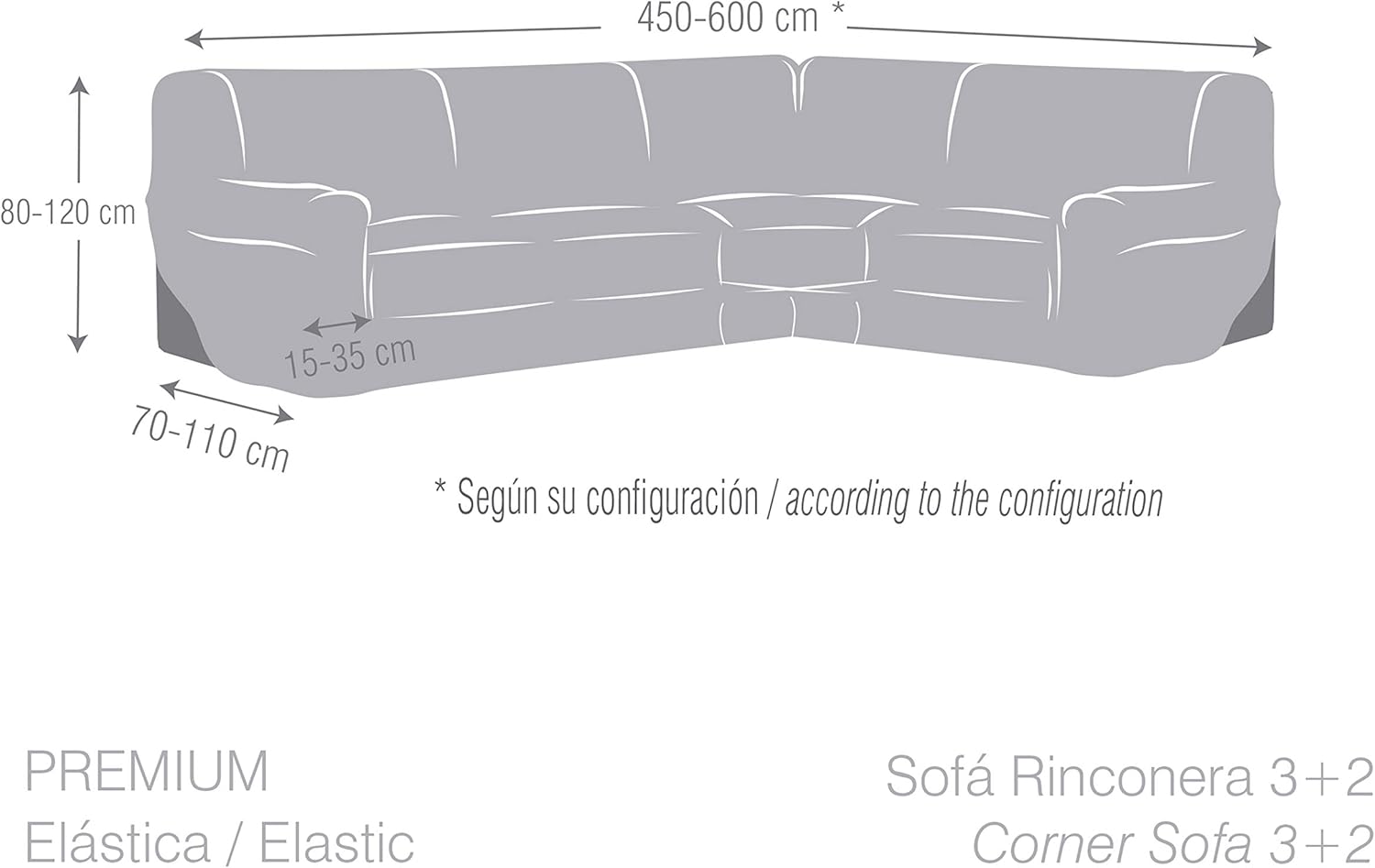 Eysa - Copridivano 600, colore: Grigio scuro - immagine 5
