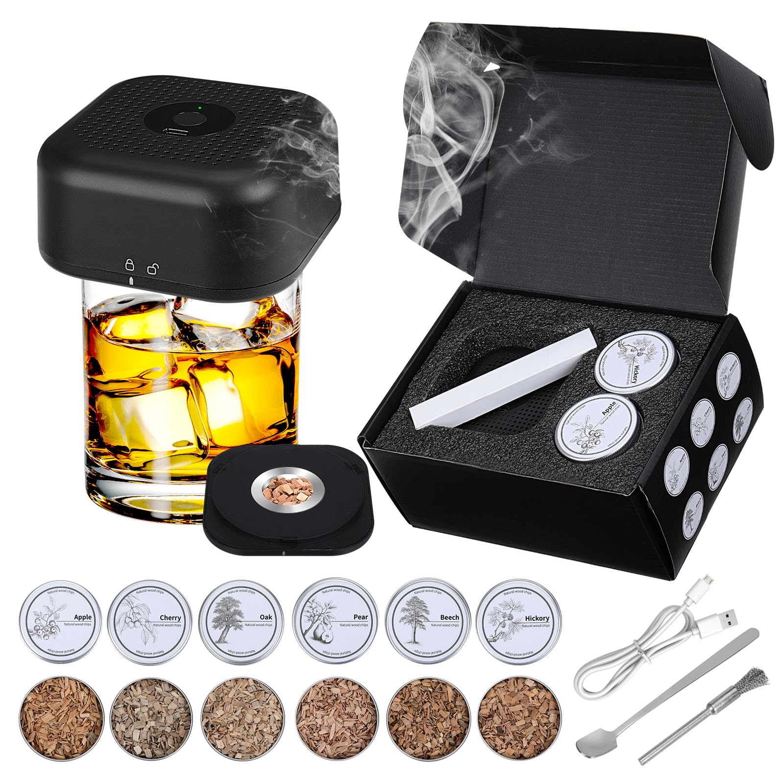 Gkstly Kit Affumicatore Elettrico per Cocktail e Whisky