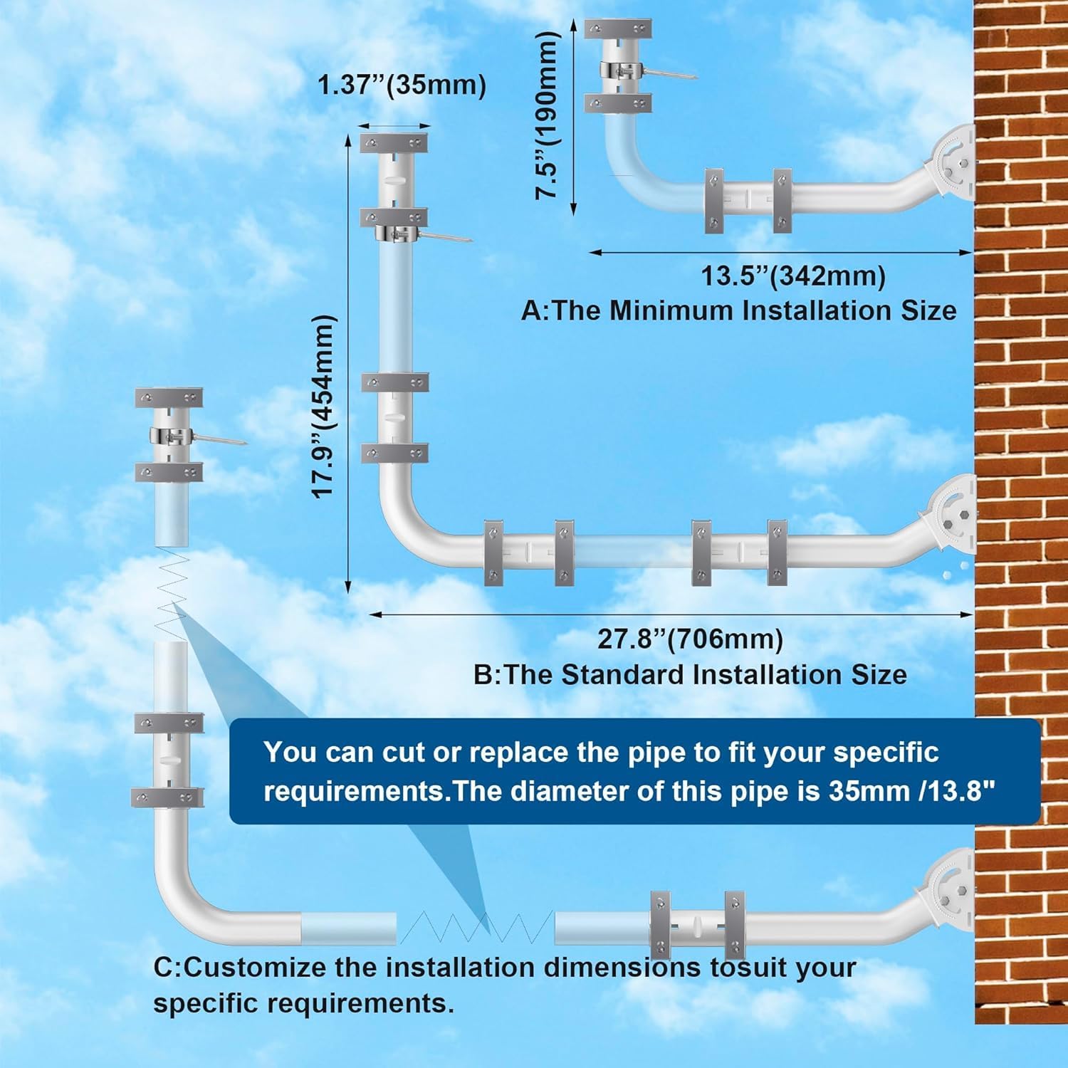 Kit Montaggio Antenna TV Esterna a Parete Lunga - immagine 5