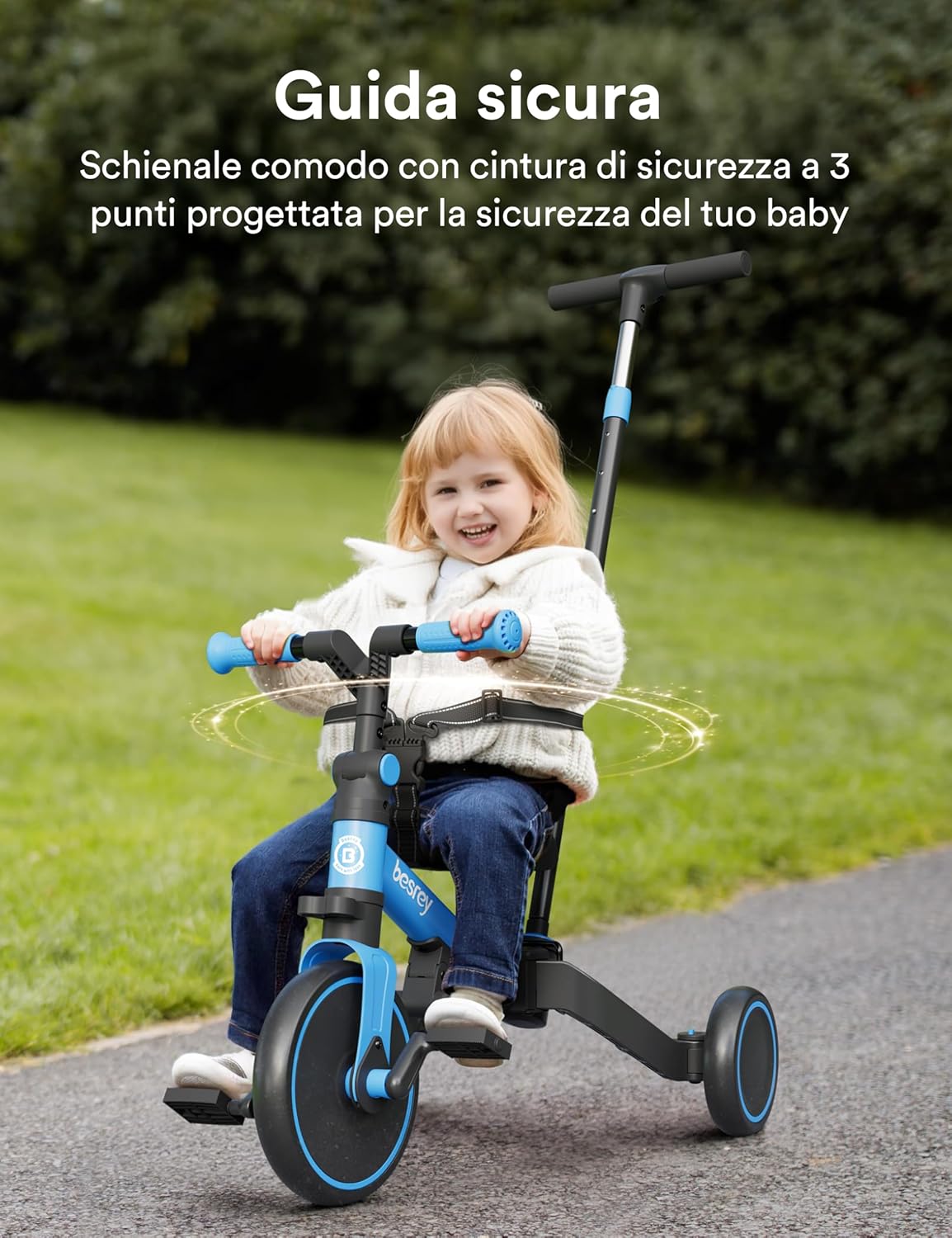 Besrey Triciclo per Bambini 4 in 1, Blu - immagine 8