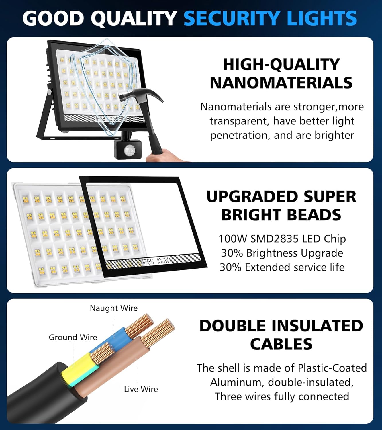 Faretto LED da Esterno 100W con Sensore e Telecomando - immagine 4