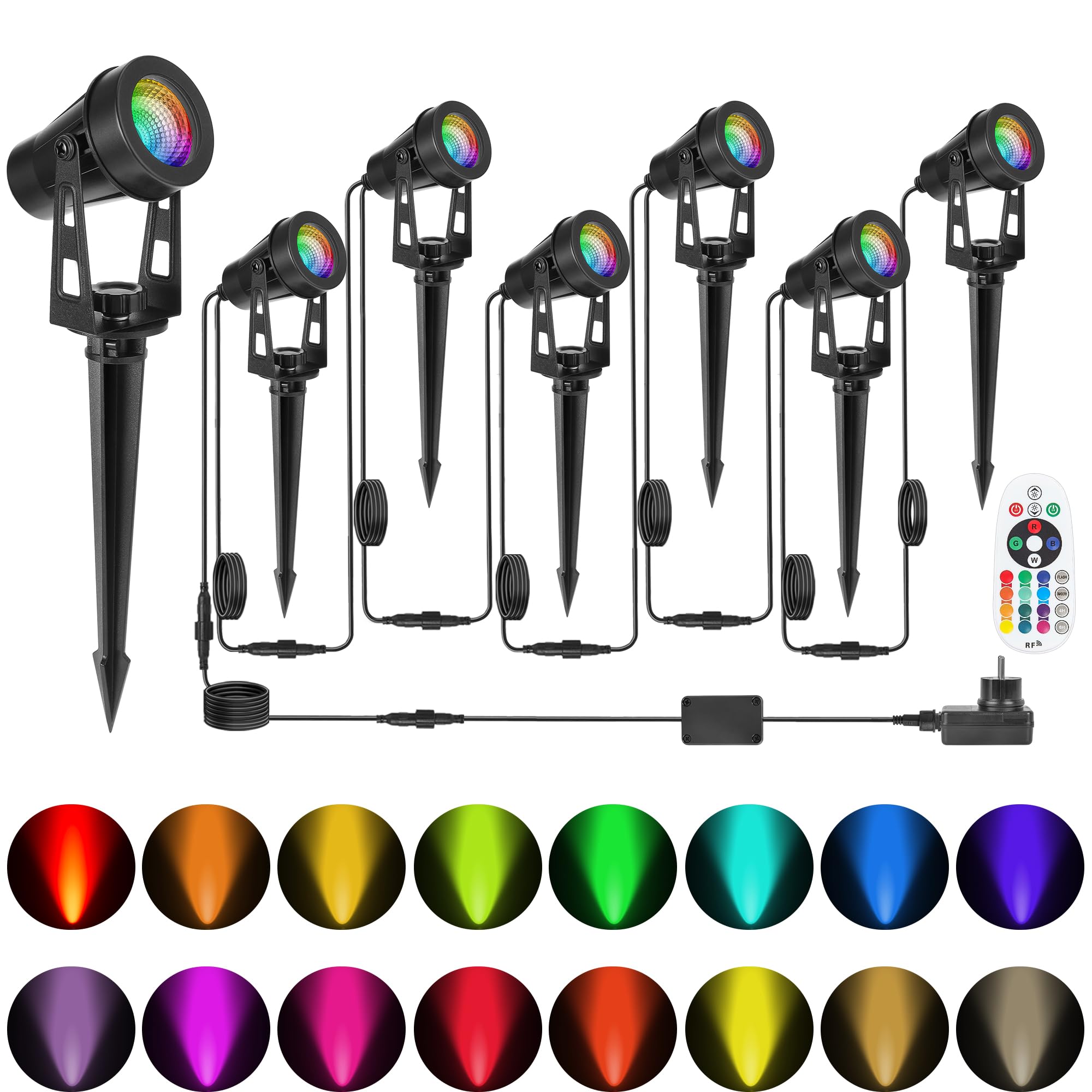 Faretti LED RGB da Giardino 20m 6 in 1