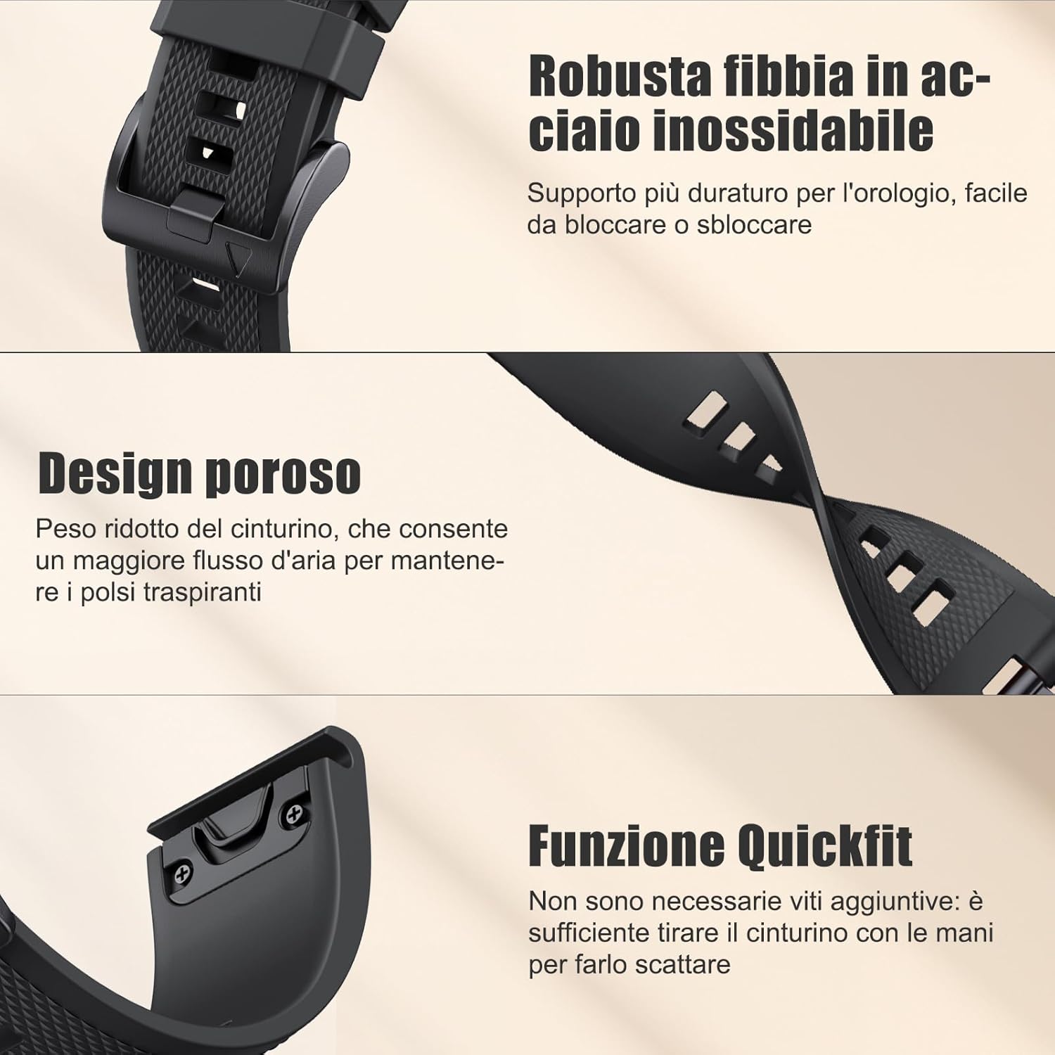 Cinturino per Garmin Fenix 5/5 Plus/6/6 Pro, Forerunner 935/945/955/965, 22mm Cinturino per Garmin Fenix 7/7 Pro/8/8 pro 47mm, Instinct/2, Epix 2/Epix Pro 47mm, Approach S62/S60 - immagine 2