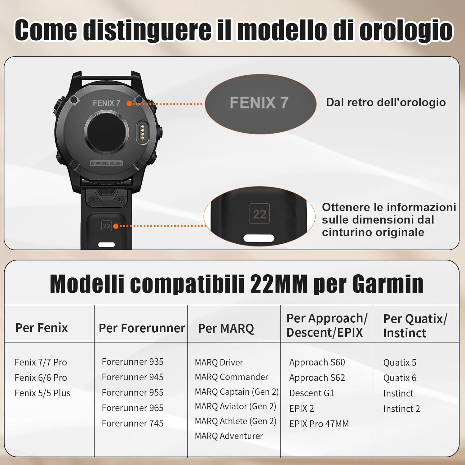Cinturino per Garmin Fenix 5/5 Plus/6/6 Pro, Forerunner 935/945/955/965, 22mm Cinturino per Garmin Fenix 7/7 Pro/8/8 pro 47mm, Instinct/2, Epix 2/Epix Pro 47mm, Approach S62/S60 - immagine 5