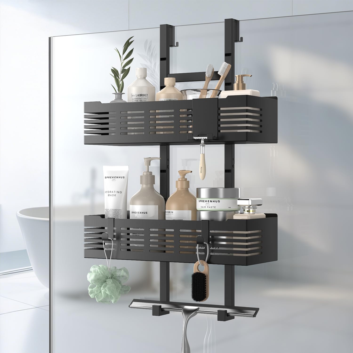 Mensola Doccia da Appendere Senza Foratura, Nera