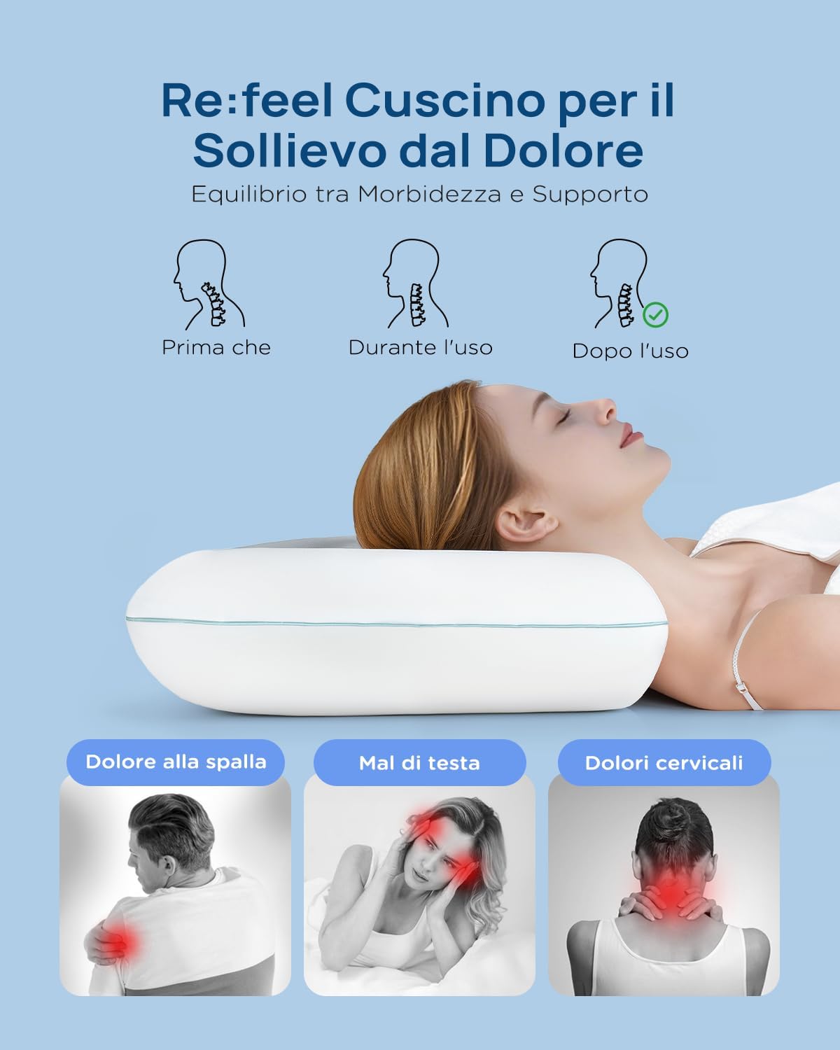 Cuscino Ortopedico Memory Foam Raffreddamento 40x60 - immagine 3