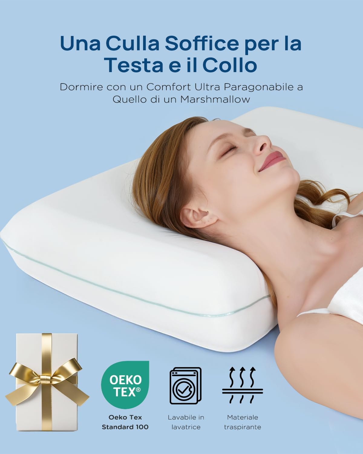 Cuscino Ortopedico Memory Foam Raffreddamento 40x60 - immagine 6