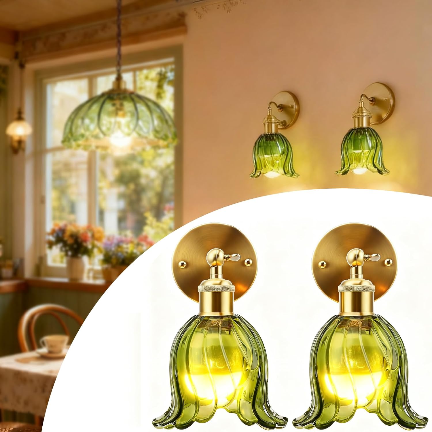 Lampada da Parete Vintage a Batteria, Girevole 180°, Oro - immagine 1