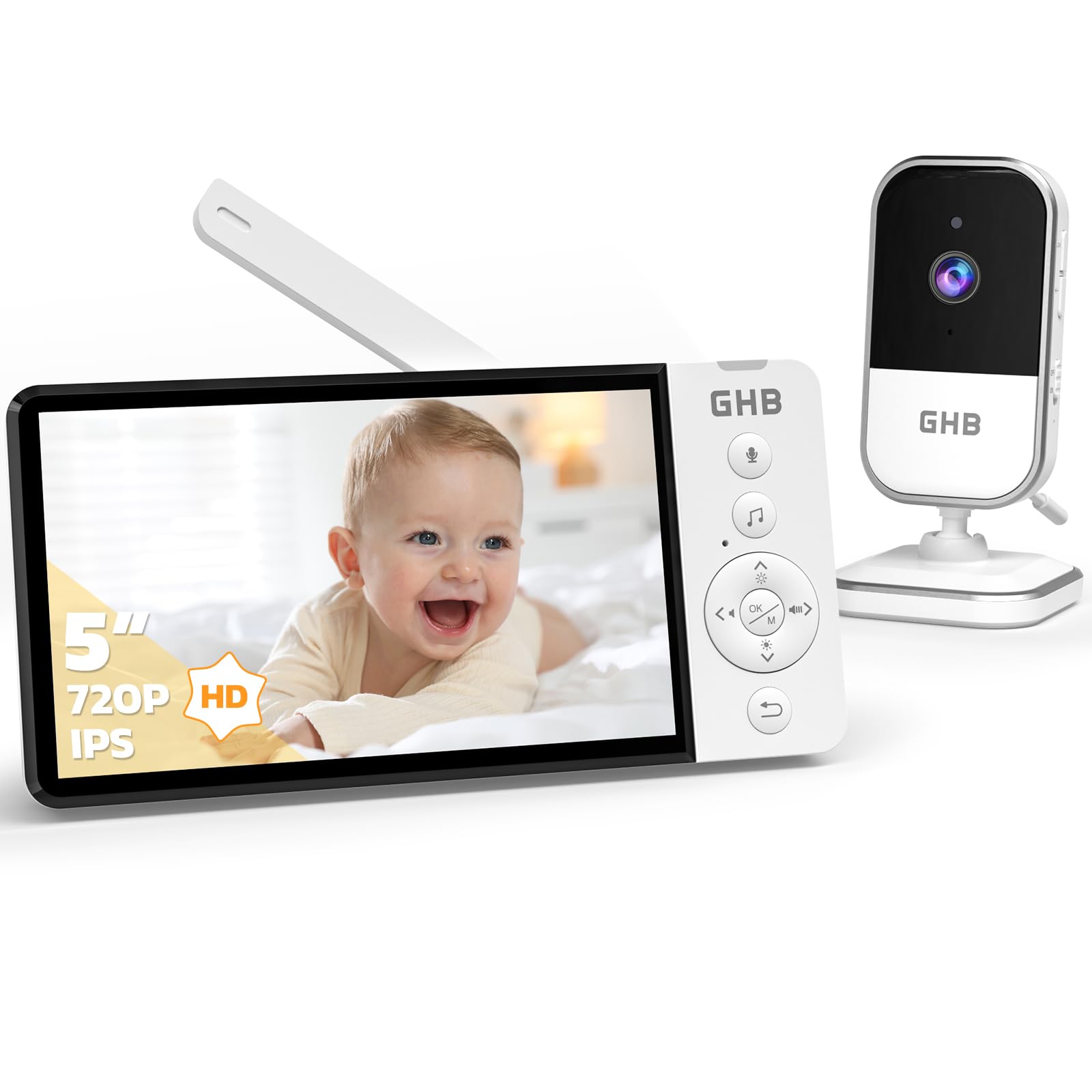 Ghb Baby Monitor Video e Audio 5" HD 720P