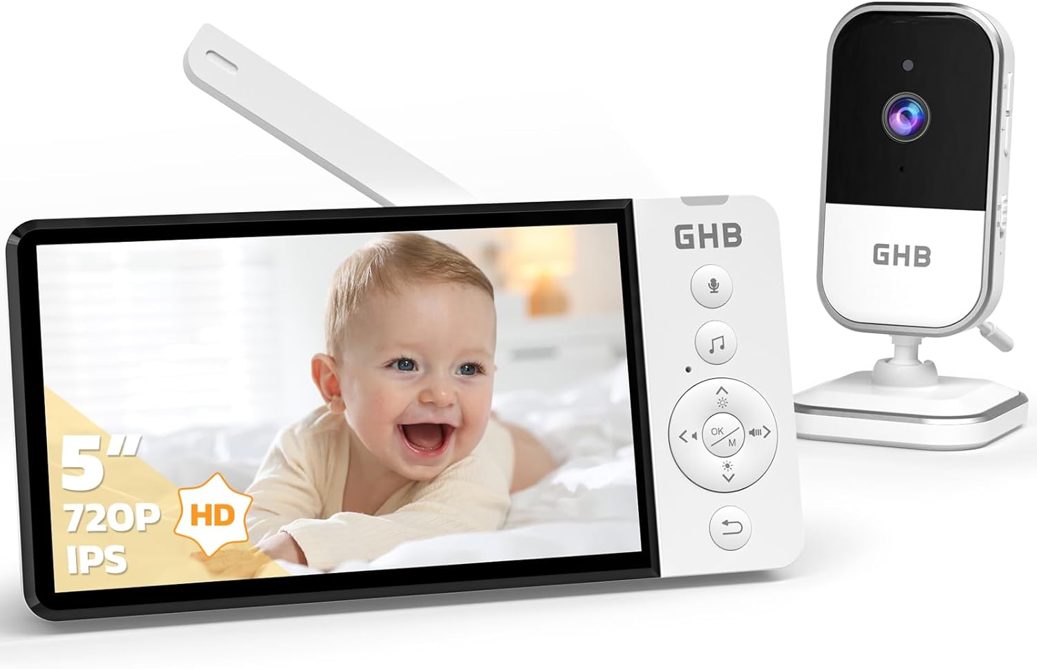 Ghb Baby Monitor Video e Audio 5" HD 720P - immagine 1
