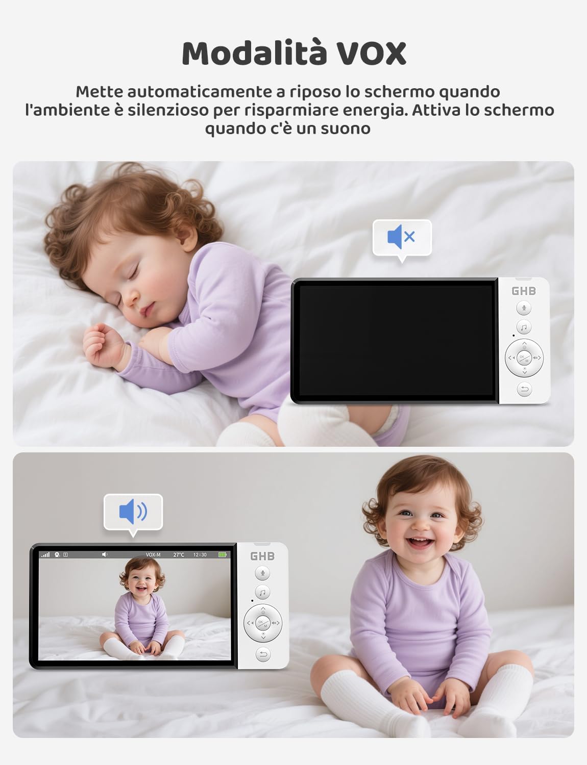 Ghb Baby Monitor Video e Audio 5" HD 720P - immagine 4