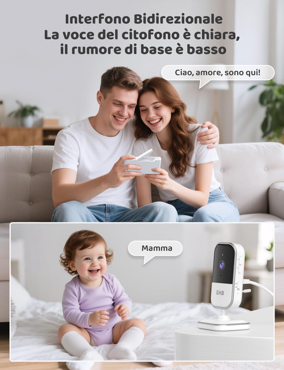 Ghb Baby Monitor Video e Audio 5" HD 720P - immagine 5