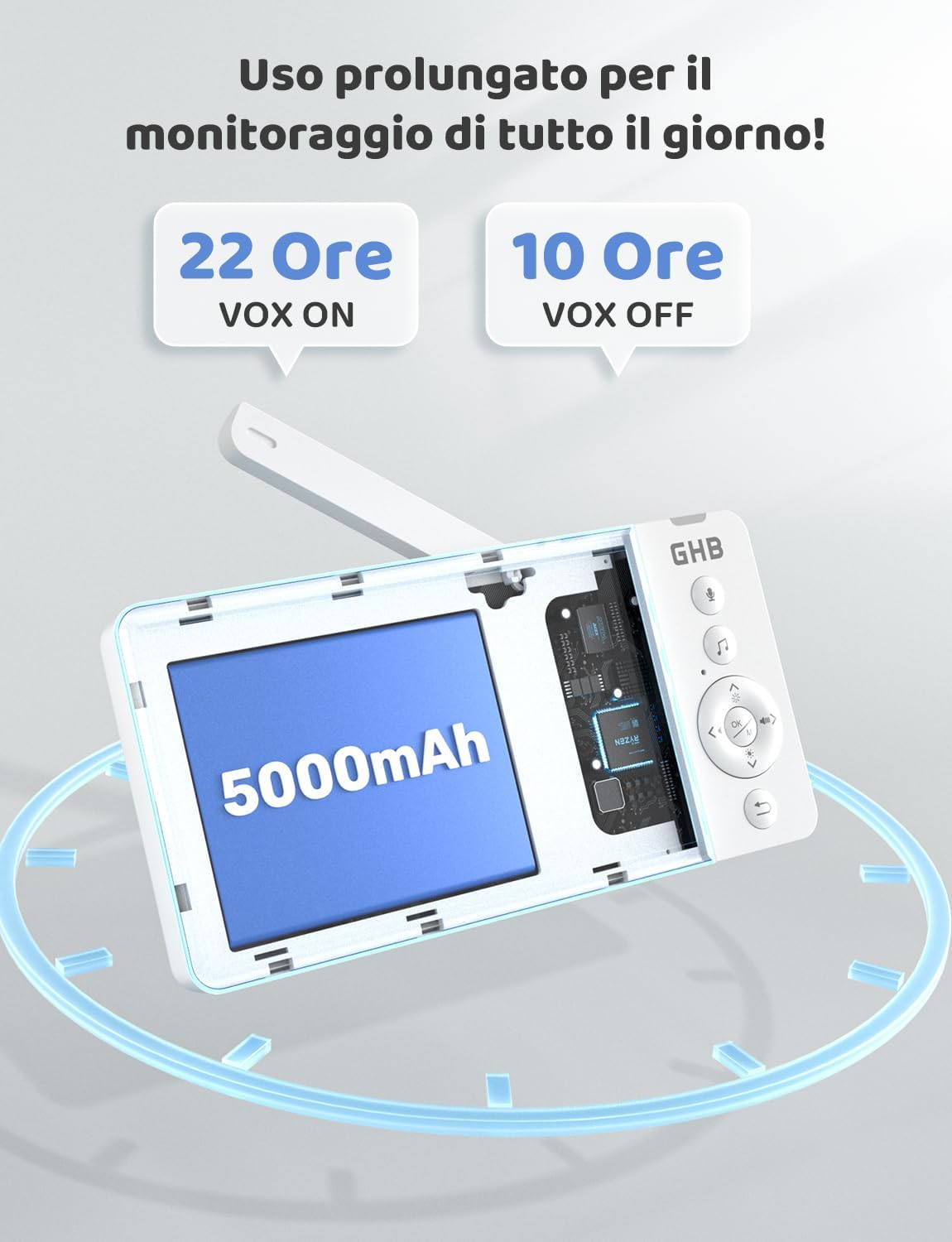 Ghb Baby Monitor Video e Audio 5" HD 720P - immagine 6