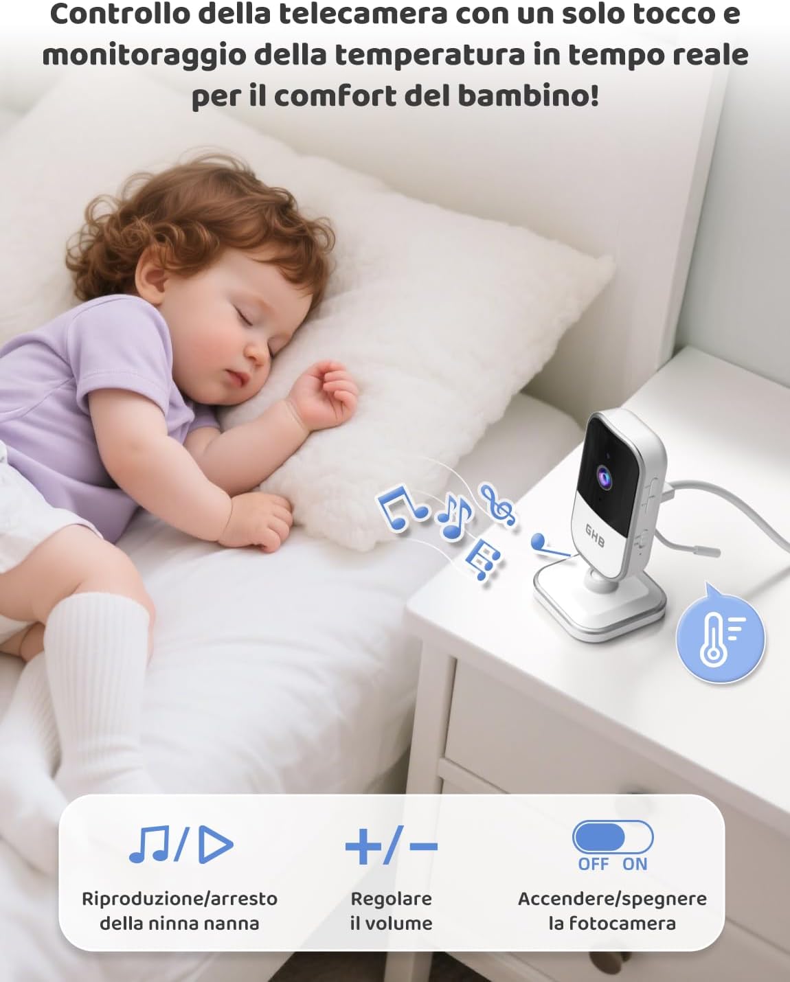 Ghb Baby Monitor Video e Audio 5" HD 720P - immagine 7