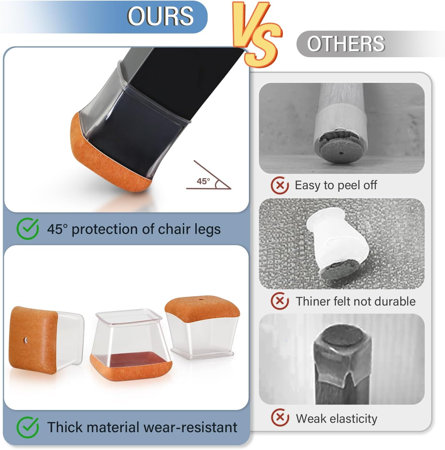 Gommini per Sedie in Silicone con Feltro 20-26mm (20 Pezzi) - immagine 4