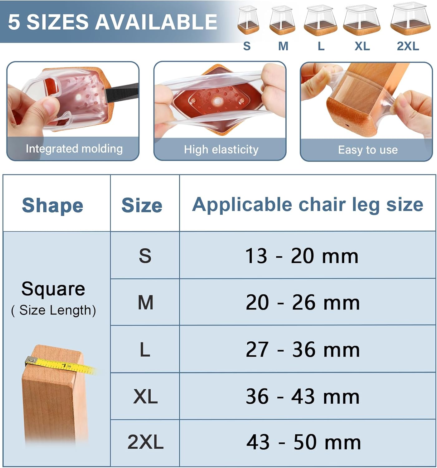 Gommini per Sedie in Silicone con Feltro 20-26mm (20 Pezzi) - immagine 5