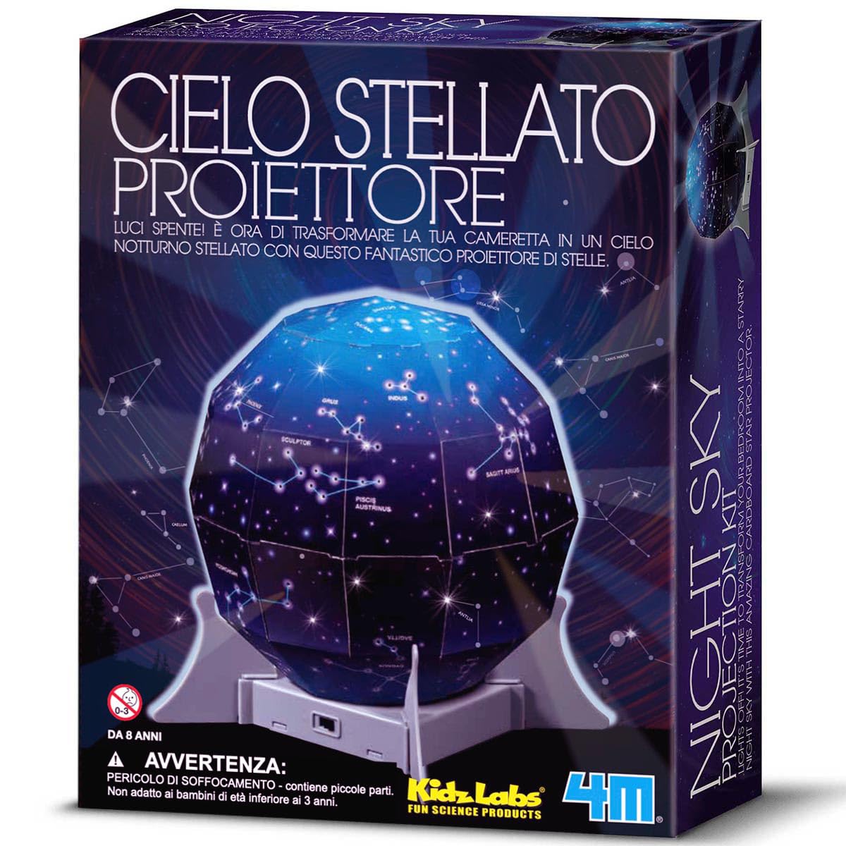 4M 00-13233 Planetario Proiettore Stelle 3D: Costruisci e Proietta le Costellazioni, Gioco Scientifico Bambini per Scoprire Sistema Solare e Costellazioni, da 8 anni