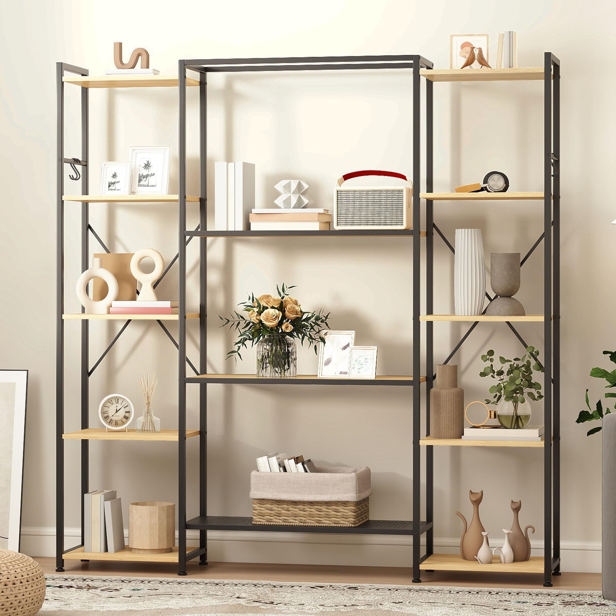 Dwvo Libreria Industriale 13 Ripiani, Colore Rovere