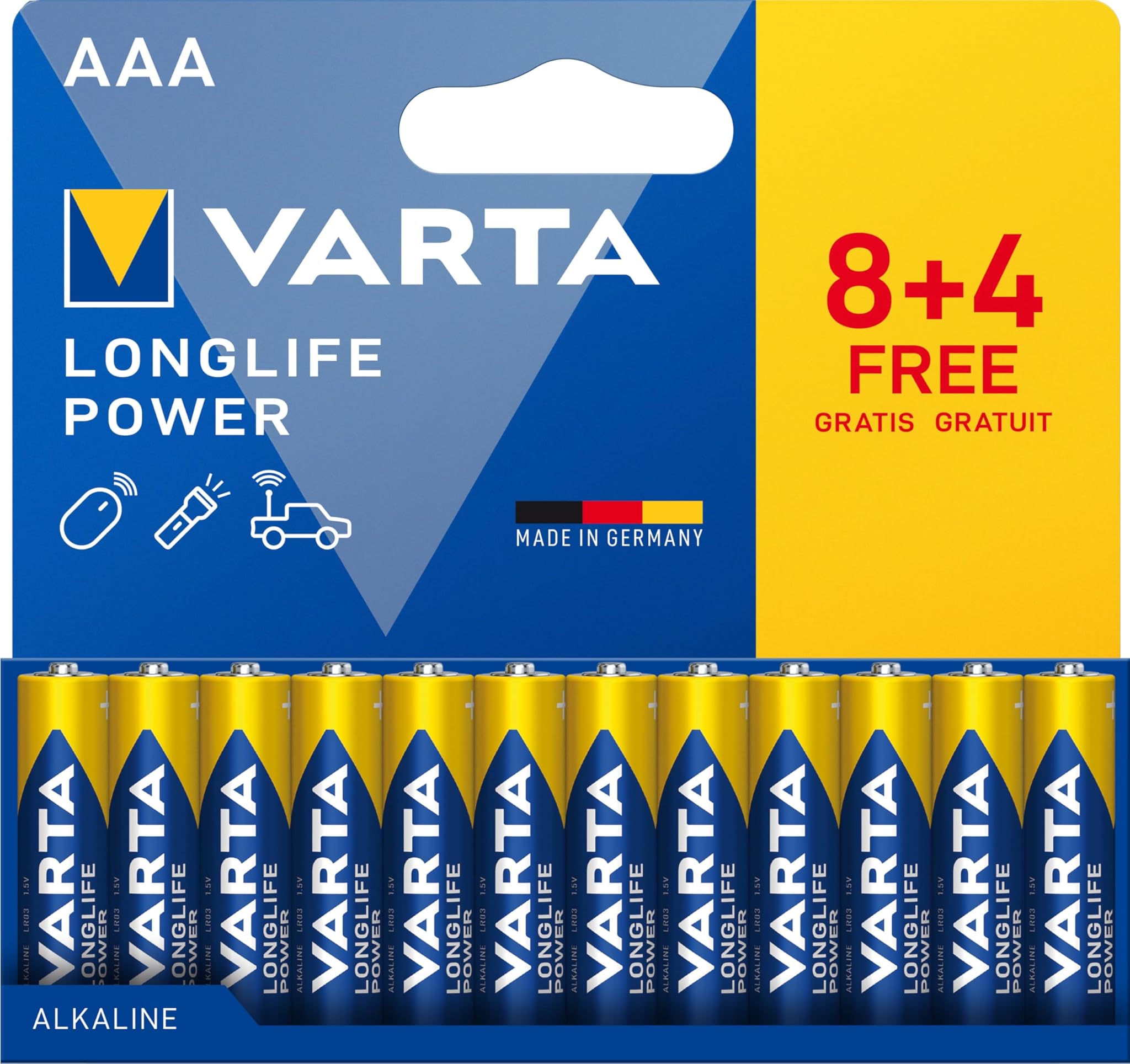 Varta Pile AAA Longlife Power Alcaline 1,5V - 12 pezzi