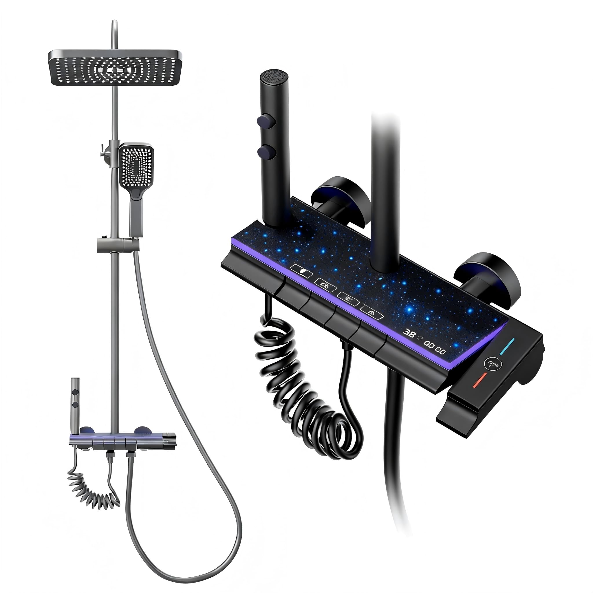 Stanew Colonna Doccia in Titanio 4 Getti, Nero