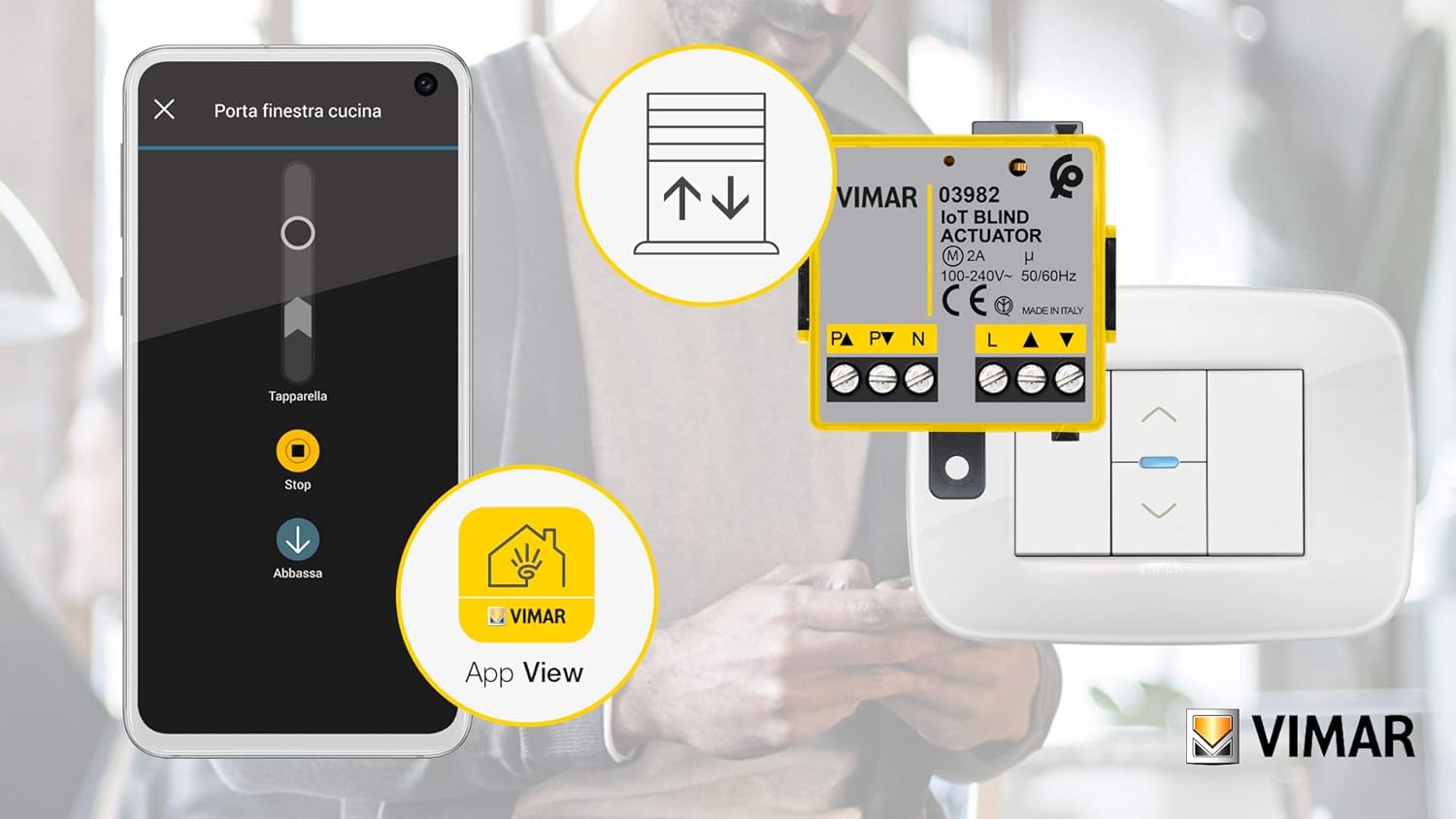 Vimar 03982 Modulo Relè Tapparella Connesso IoT Grigio - immagine 2
