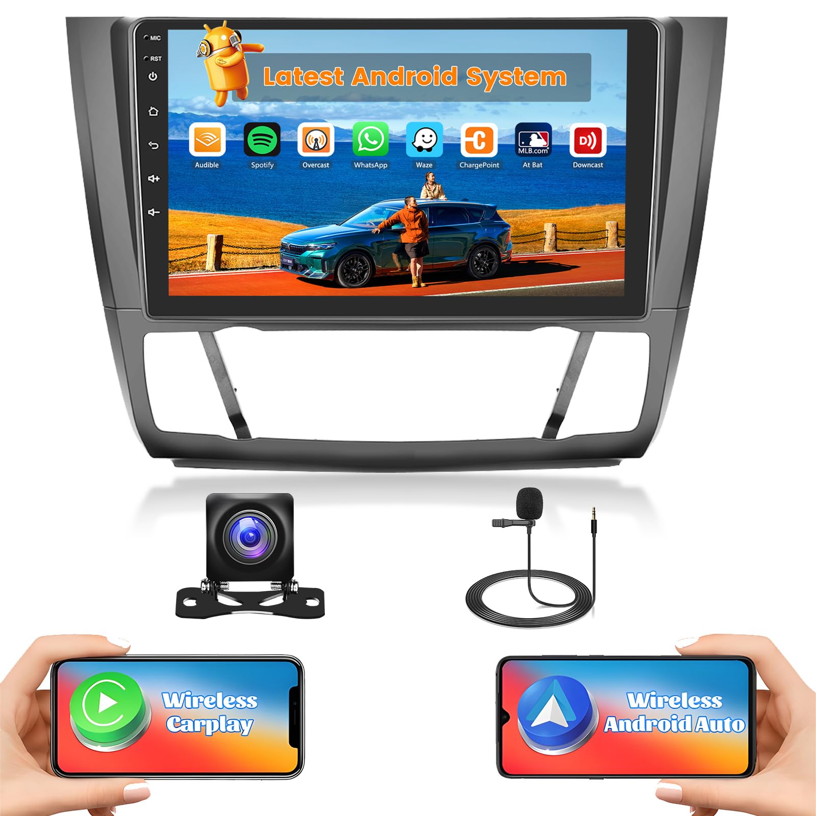 Hikity Autoradio Android 9" per BMW Serie 1 E81-E88