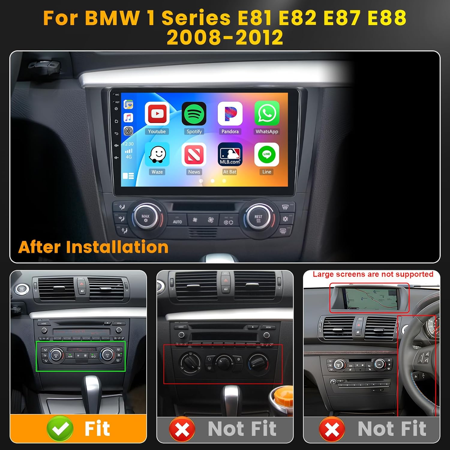 Hikity Autoradio Android 9" per BMW Serie 1 E81-E88 - immagine 2