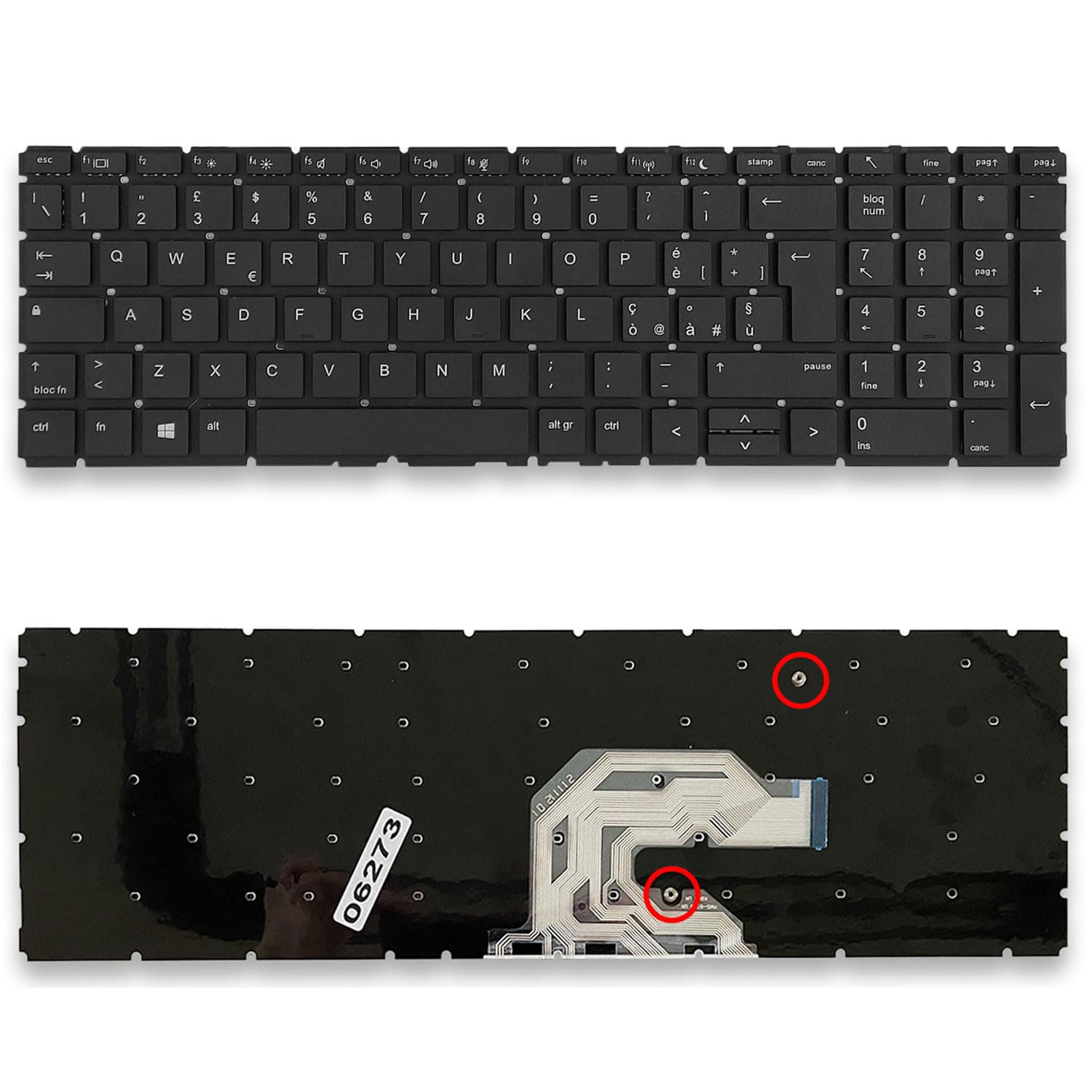 Ricambio tastiera per HP ProBook 450 G6, 450 G7, 455 G6, 455 G7, 455R G6, 455R G7 - Senza retroilluminazione - Layout italiano - Azienda italiana-335 x 106 mm