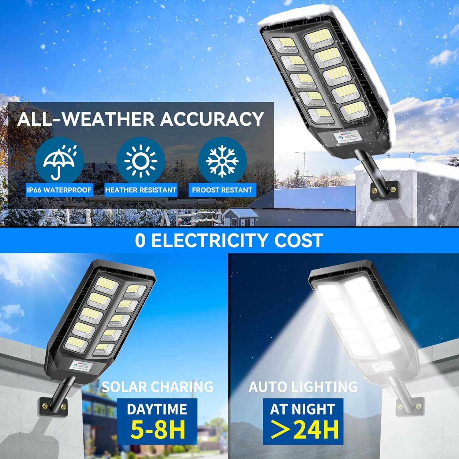 Lampione Solare LED Esterno 2000W con Telecomando - immagine 3