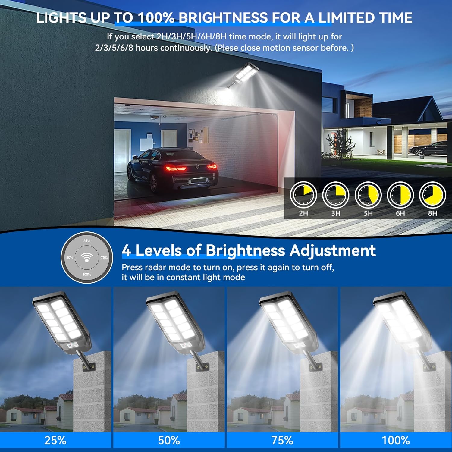 Lampione Solare LED Esterno 2000W con Telecomando - immagine 5