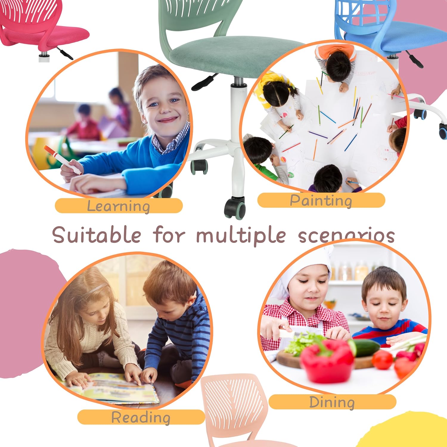 Furniturer Sedia da Gaming per Bambini, Blu - immagine 6