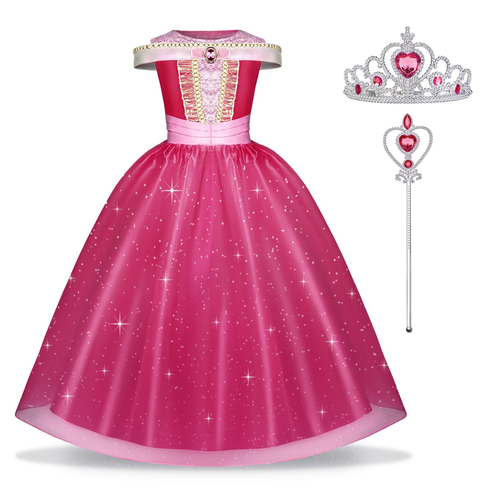 URAQT Costume Principessa Aurora 3 Pezzi