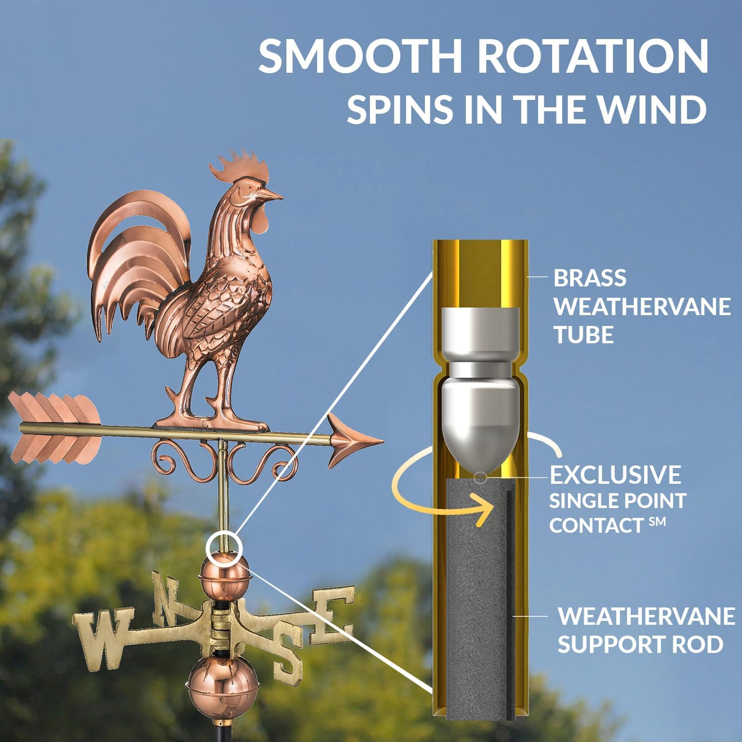 Bantam Gallo Weathervane, Rame Puro - immagine 3