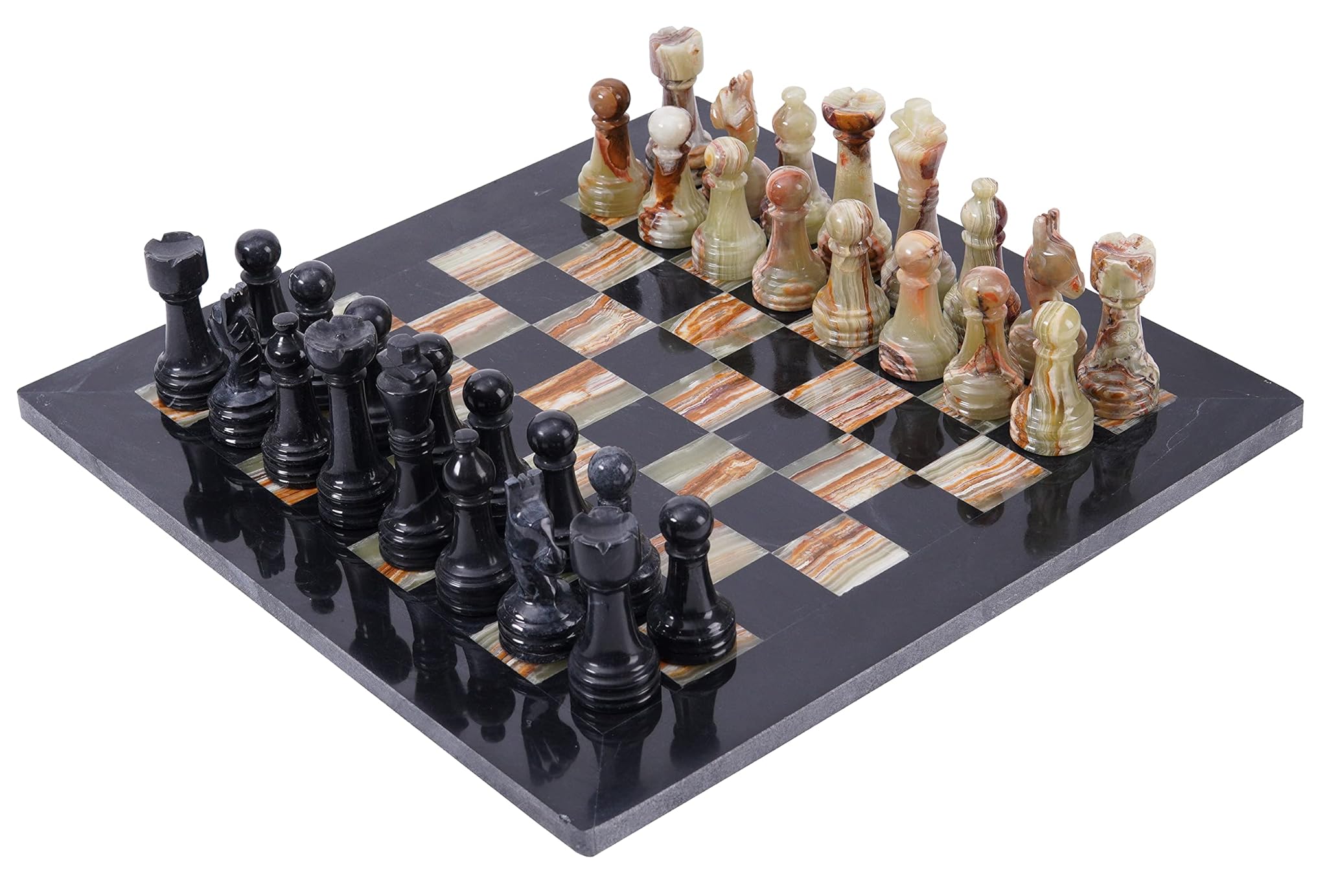 Radicaln Set Scacchi in Marmo 38cm, Nero e Verde