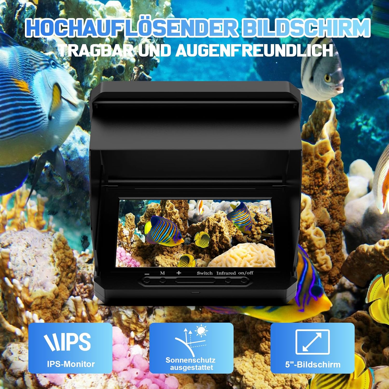 Fishfinder Portatile IPS 5" con 17 LED IR e Cavo 20m - immagine 4