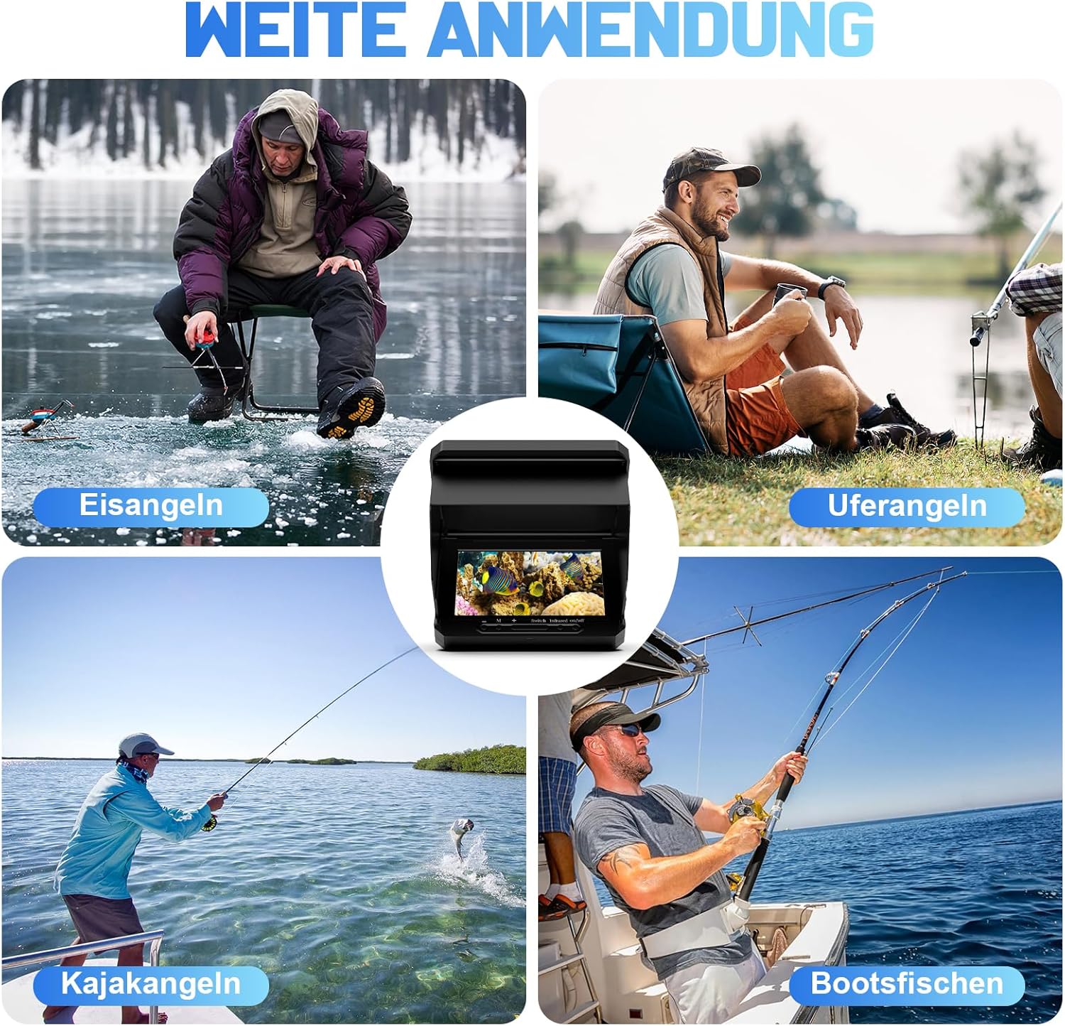 Fishfinder Portatile IPS 5" con 17 LED IR e Cavo 20m - immagine 6