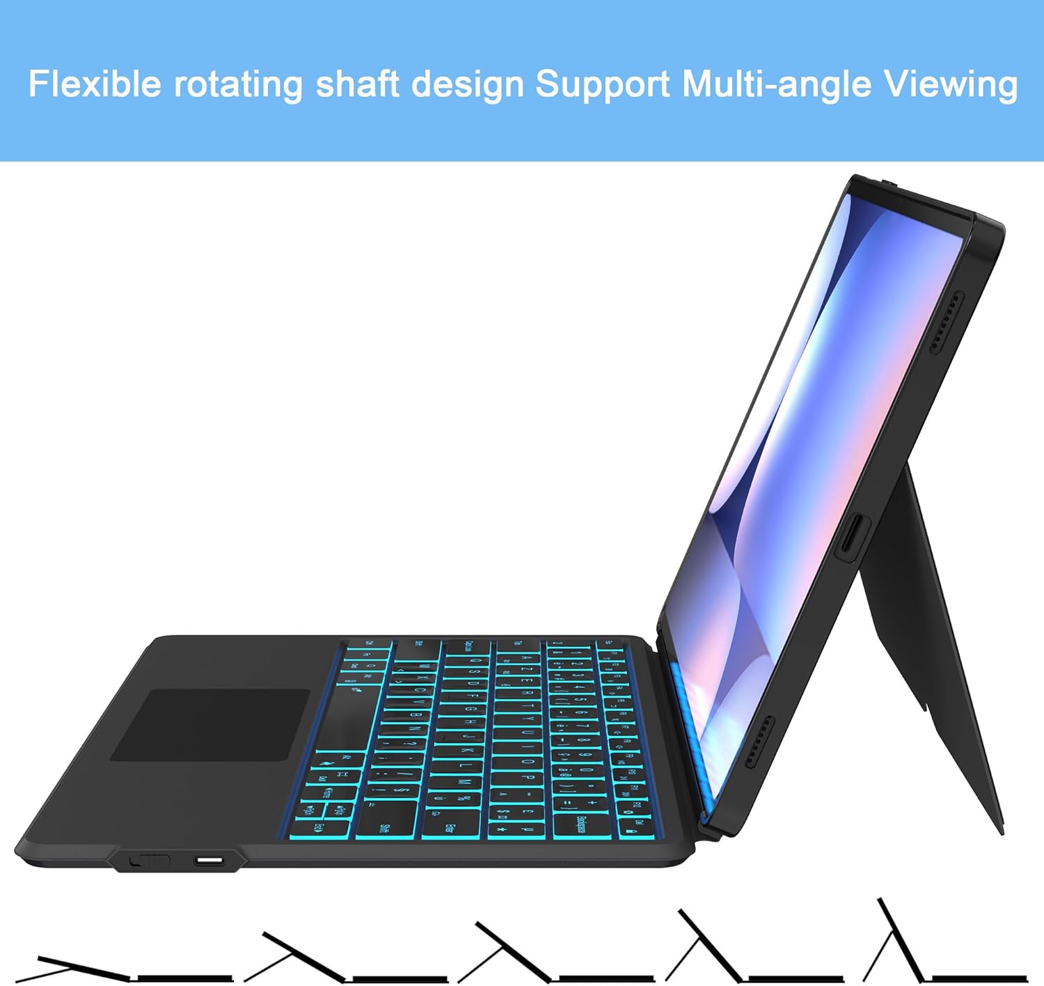 Custodia Tastiera Ai Key per Samsung Galaxy Tab S10+/S9+/S9 FE+ Plus - immagine 7