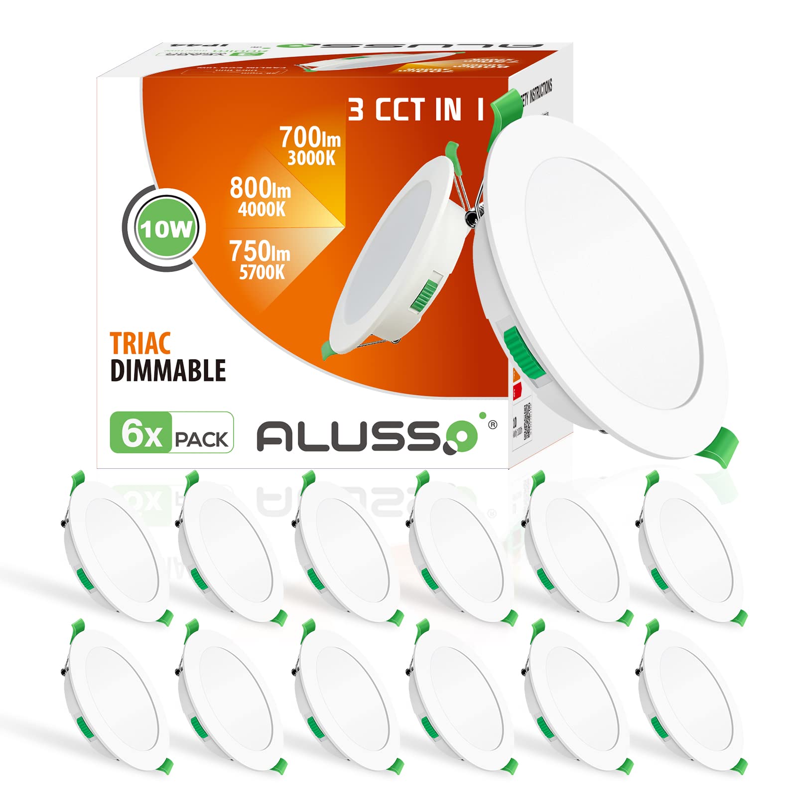 Alusso 12 Faretti LED Incasso 10W 800Lm Dimmerabili