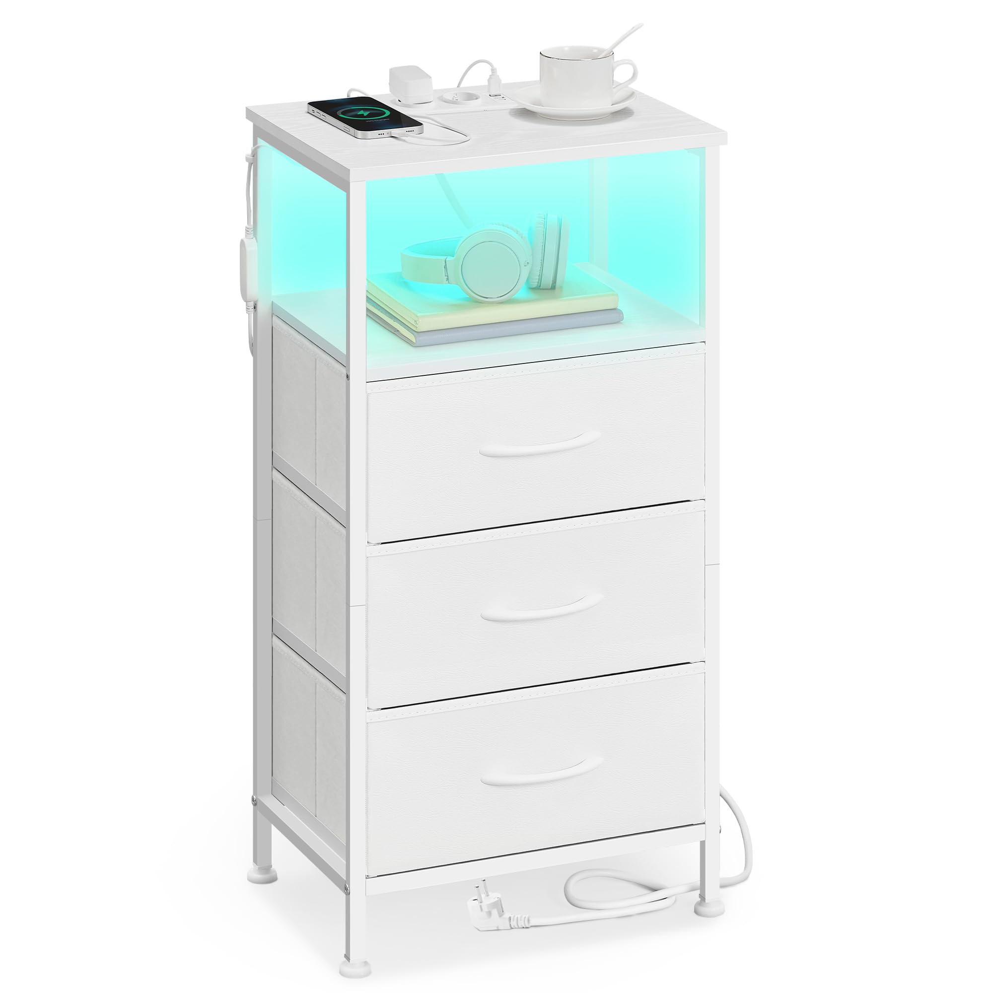 Songmics BELLAH Comodino con Stazione Ricarica