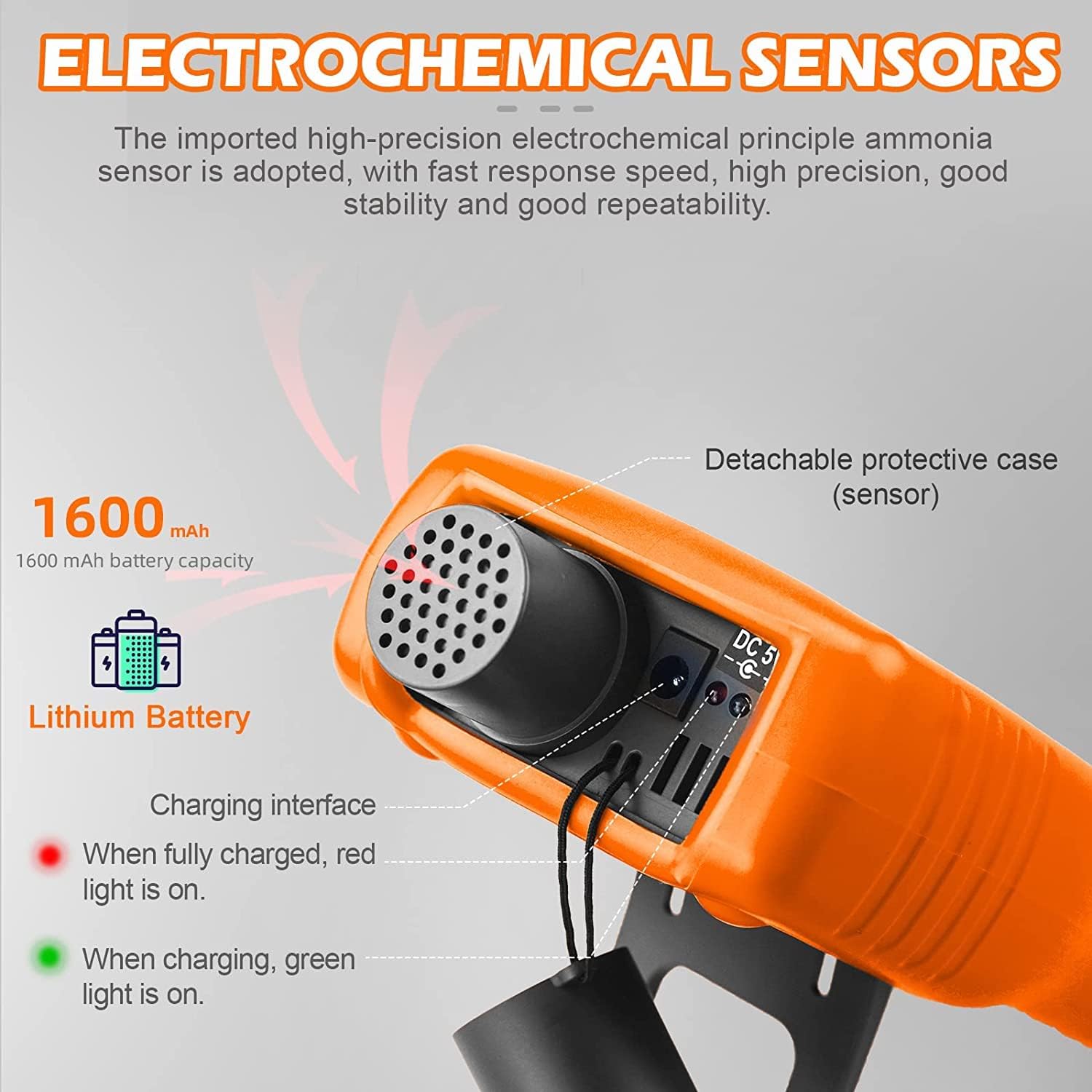 Rilevatore di Gas Ammoniaca RQ-5800G 0-100 PPM - immagine 5