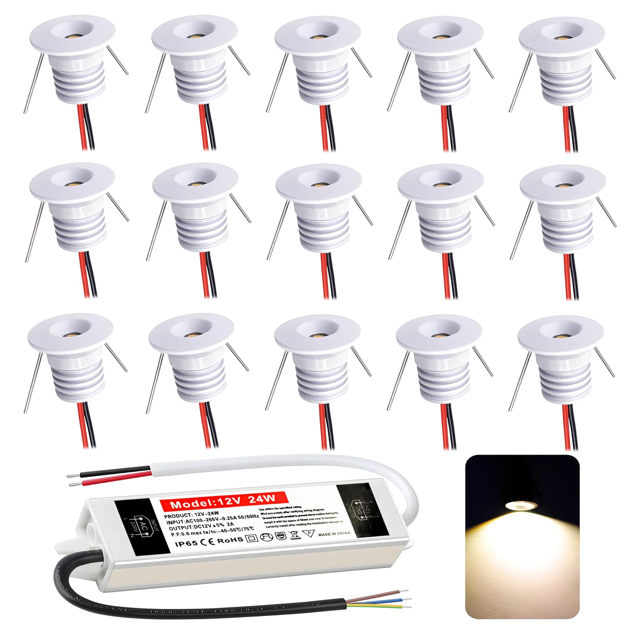 Mini Faretti LED Soffitto 12V 1W, IP65 Ultrasottili