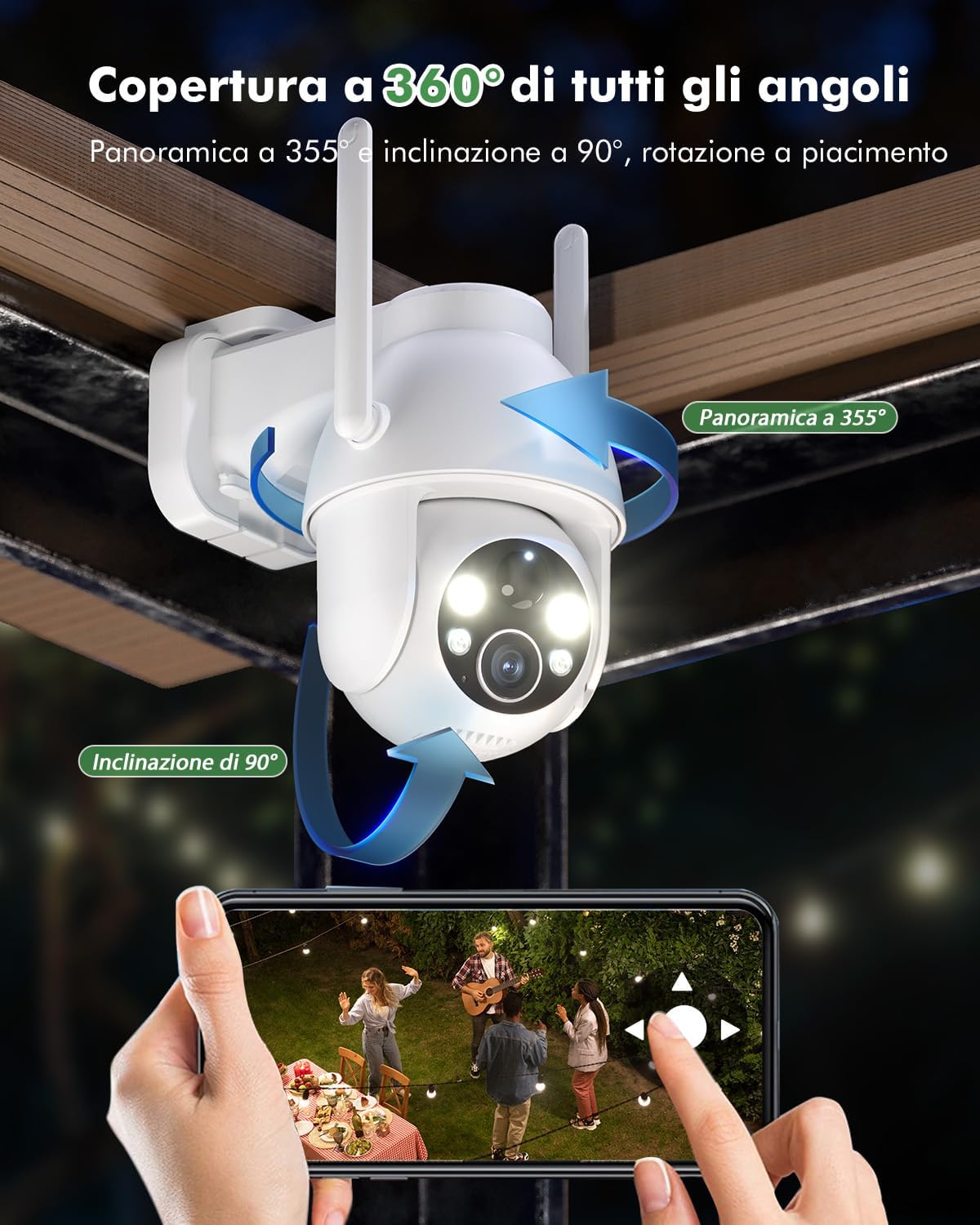 Yesyamo Telecamera Wi-Fi Esterno Senza Fili con Pannello Solare - immagine 5