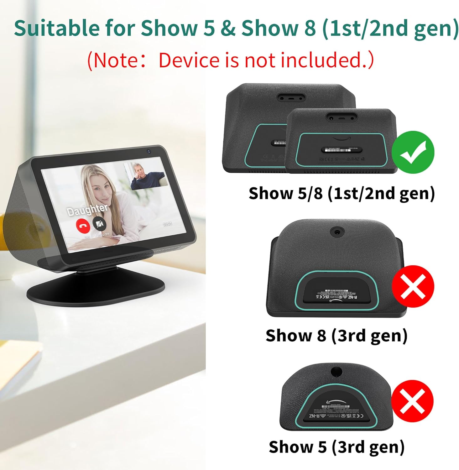 Plusacc Supporto Regolabile per Show 5/8 (1° & 2° Gen), Nero - immagine 2