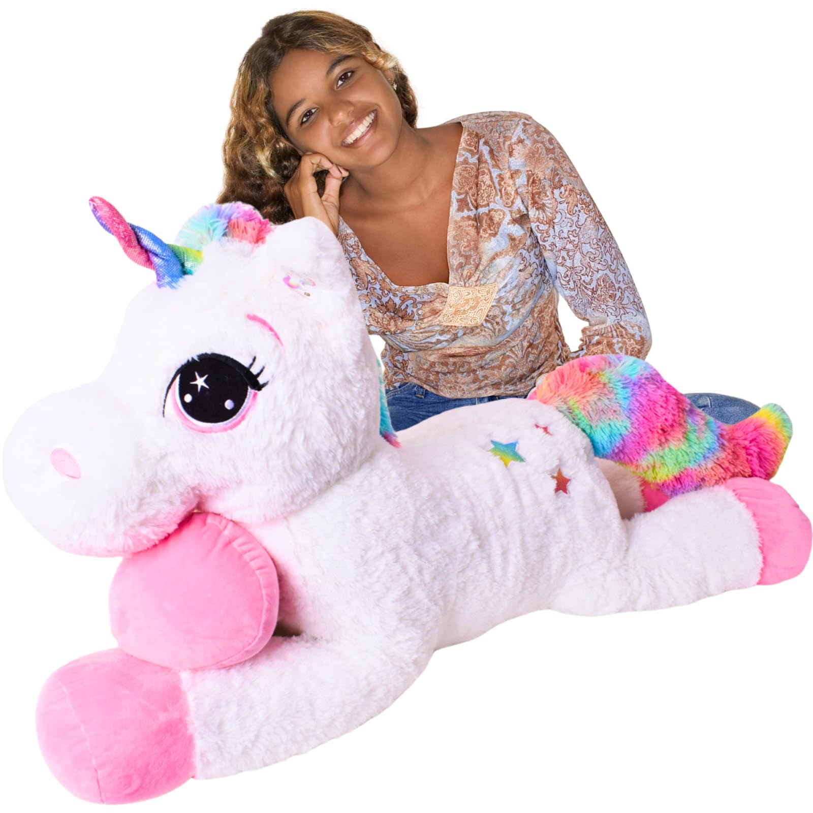 TE-Trend Gigante Unicorno XXL Peluche 110 cm, Bianco