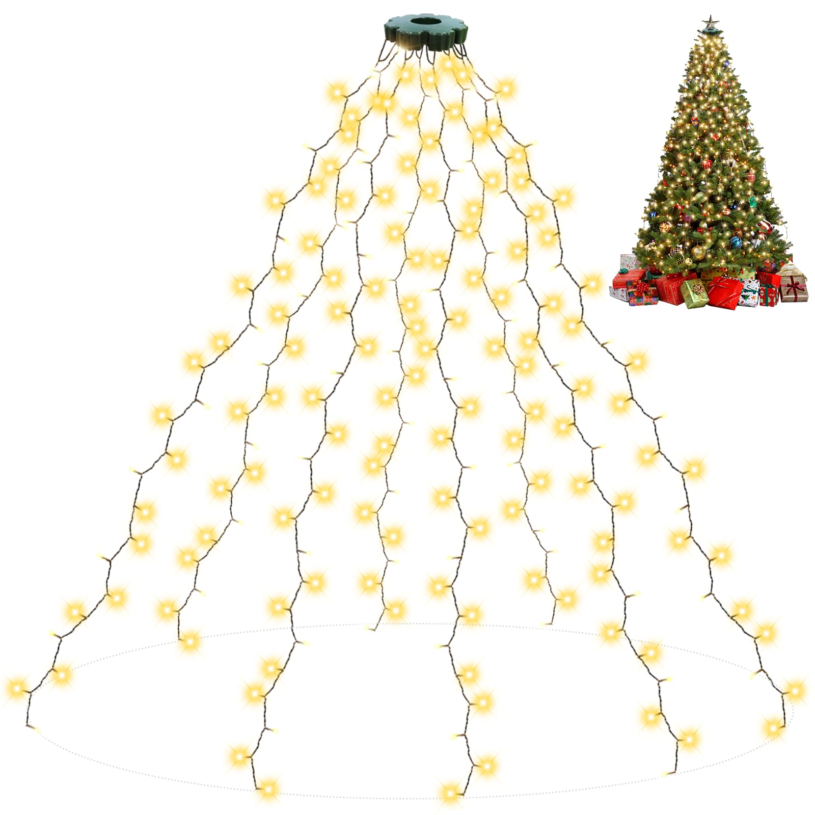 Agotd Luci Albero di Natale 280LED 2M 8 Fili