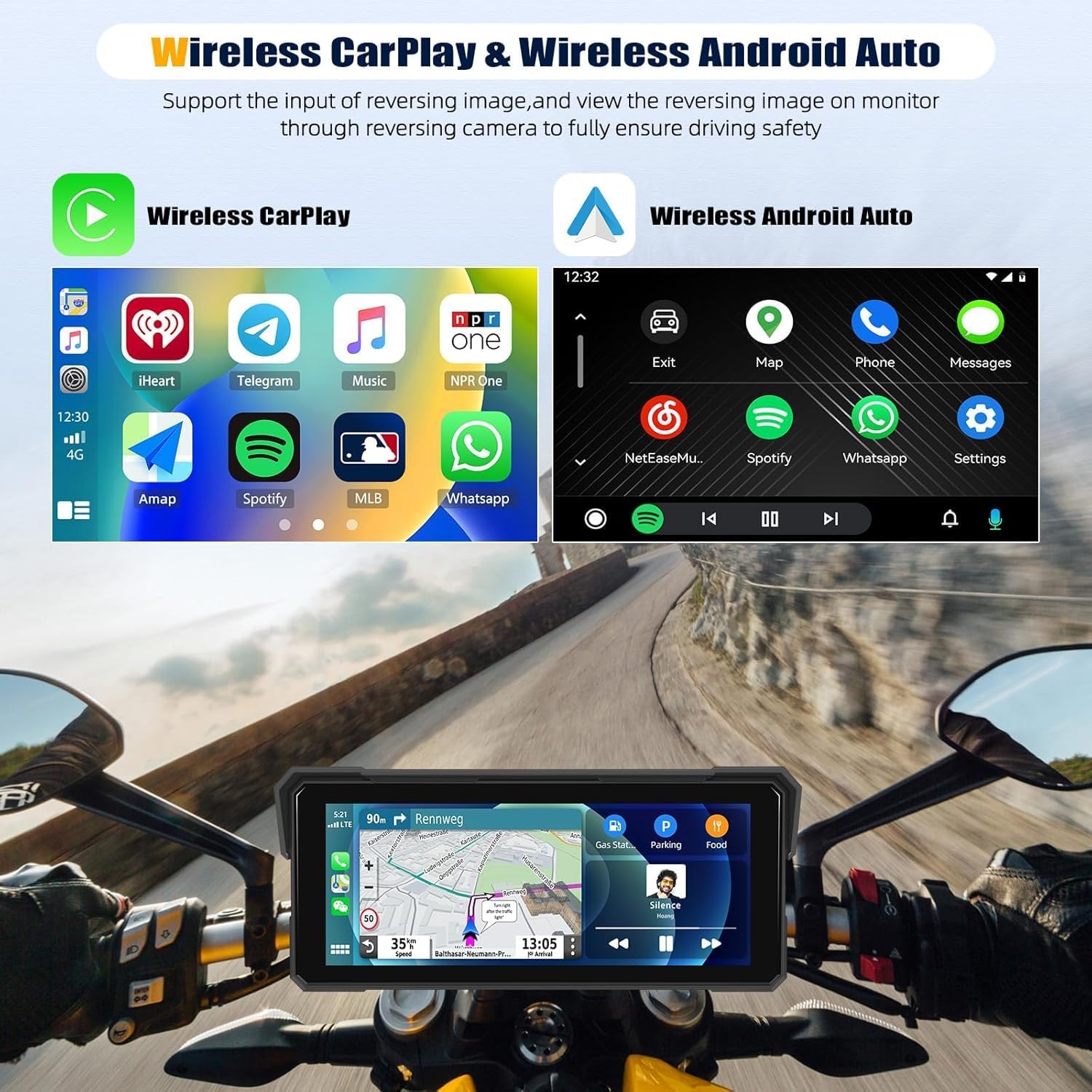 Sixtop Schermo CarPlay Wireless 8.1" per Moto - immagine 2